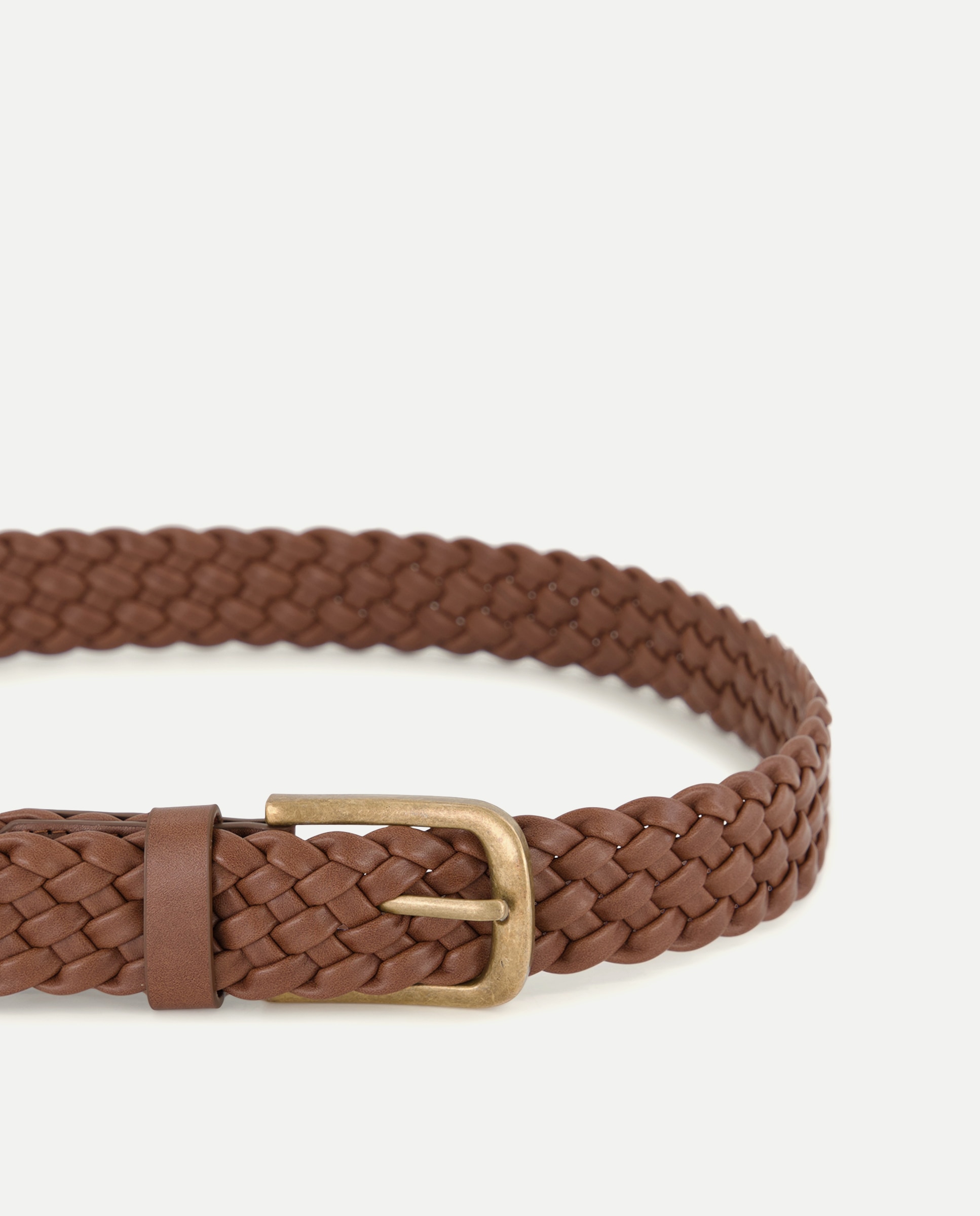 Cinto Entrançado com Fivela Castanho-3