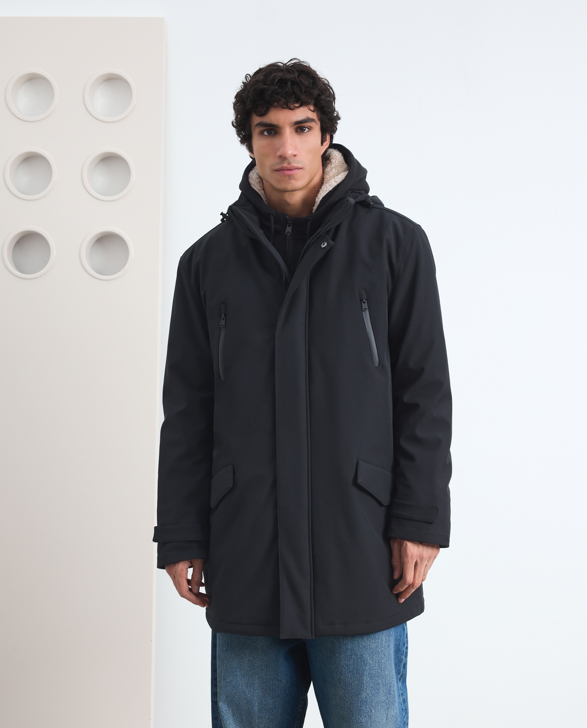 Parka de neopreno larga con chapucha - Green Coast - Negro Negro-3