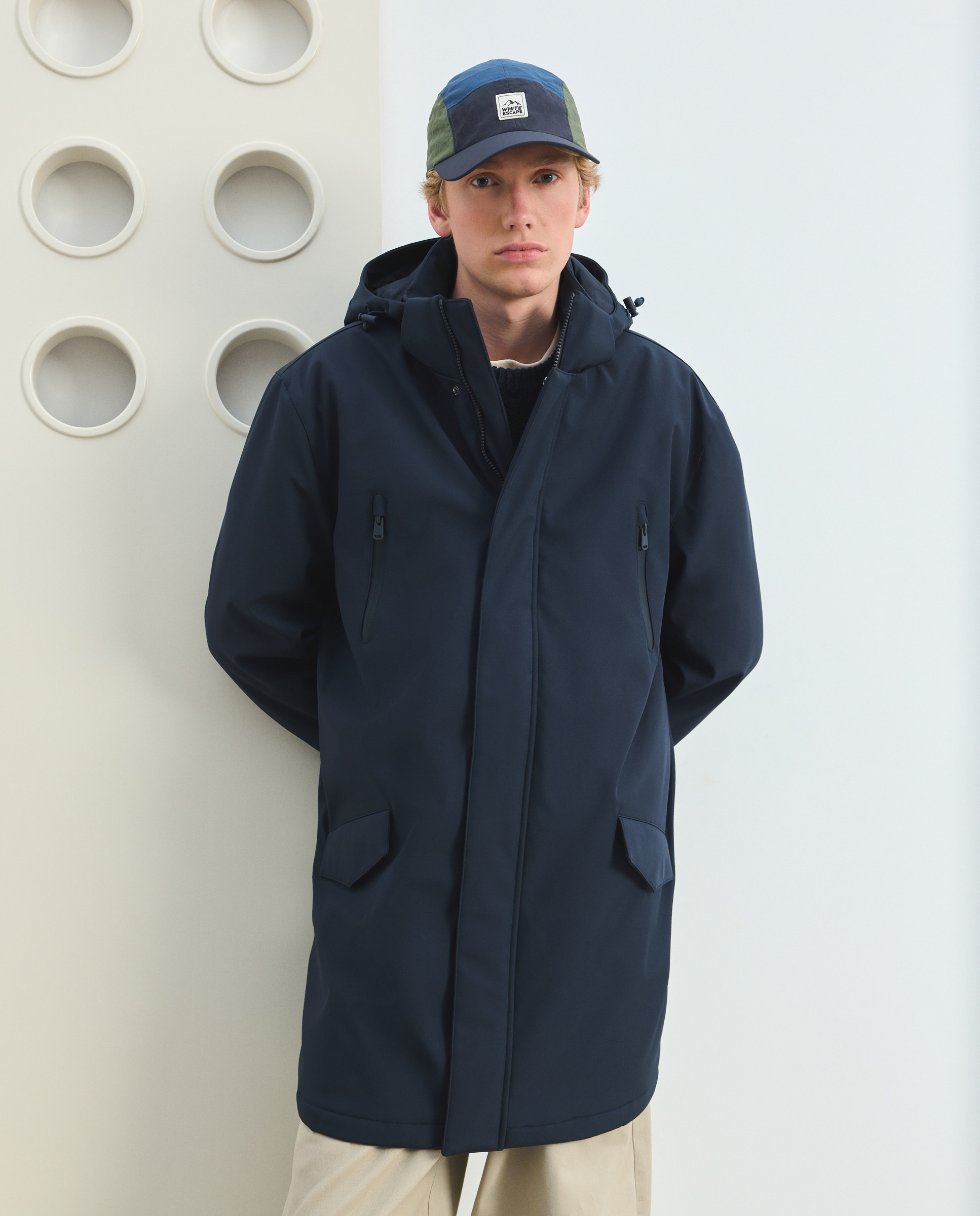 Parka de neopreno larga con chapucha - Green Coast - Azul marino Azul marino-1