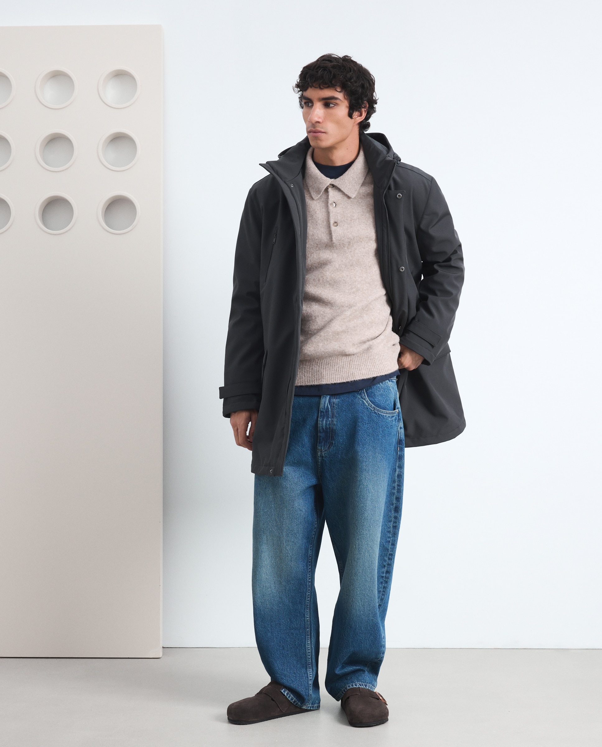 Imagen 0 de Parka de neopreno larga con chapucha 530 Verde oscuro