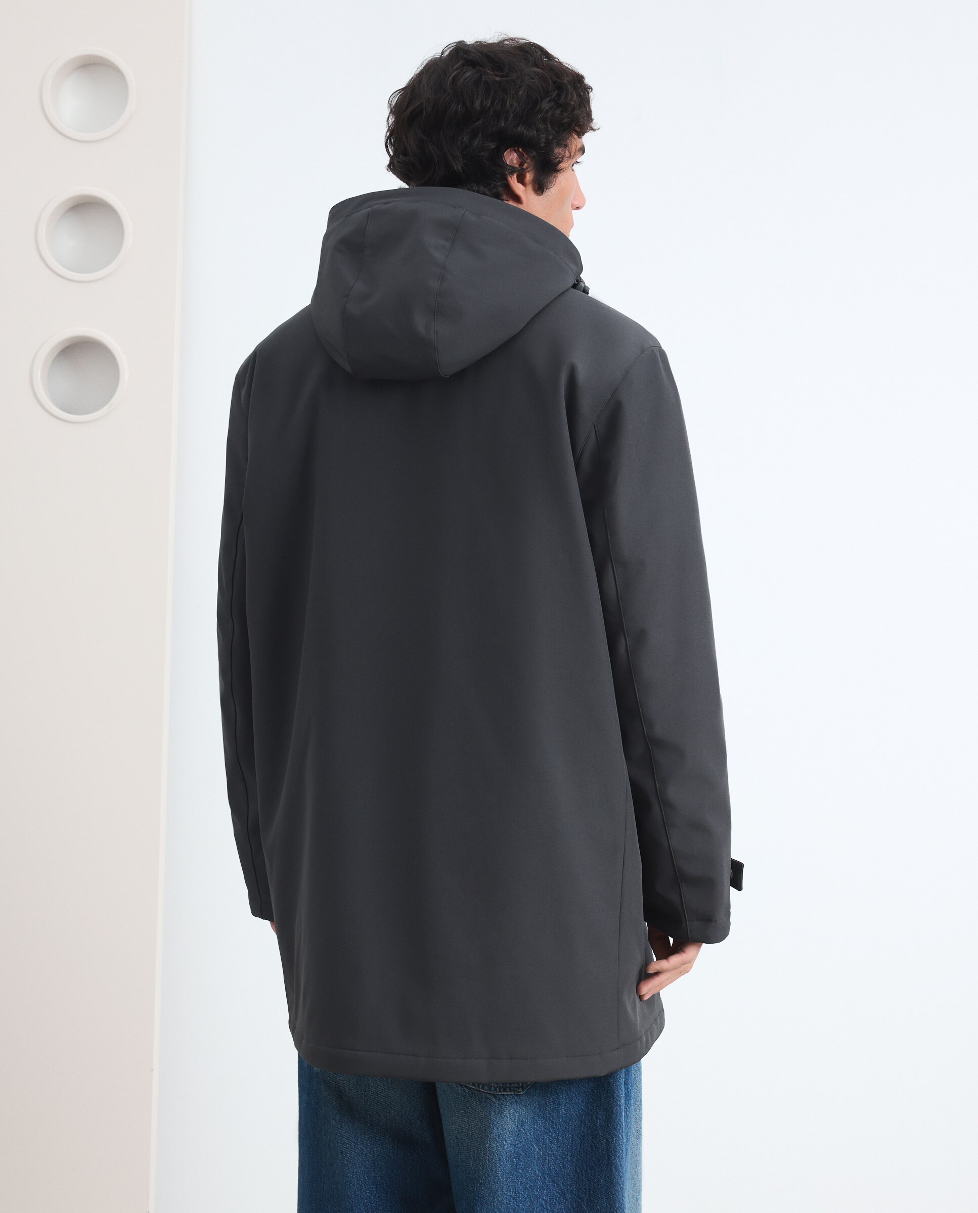 Parka de Neopreno Comprida com Capuz 530 Verde Escuro-3