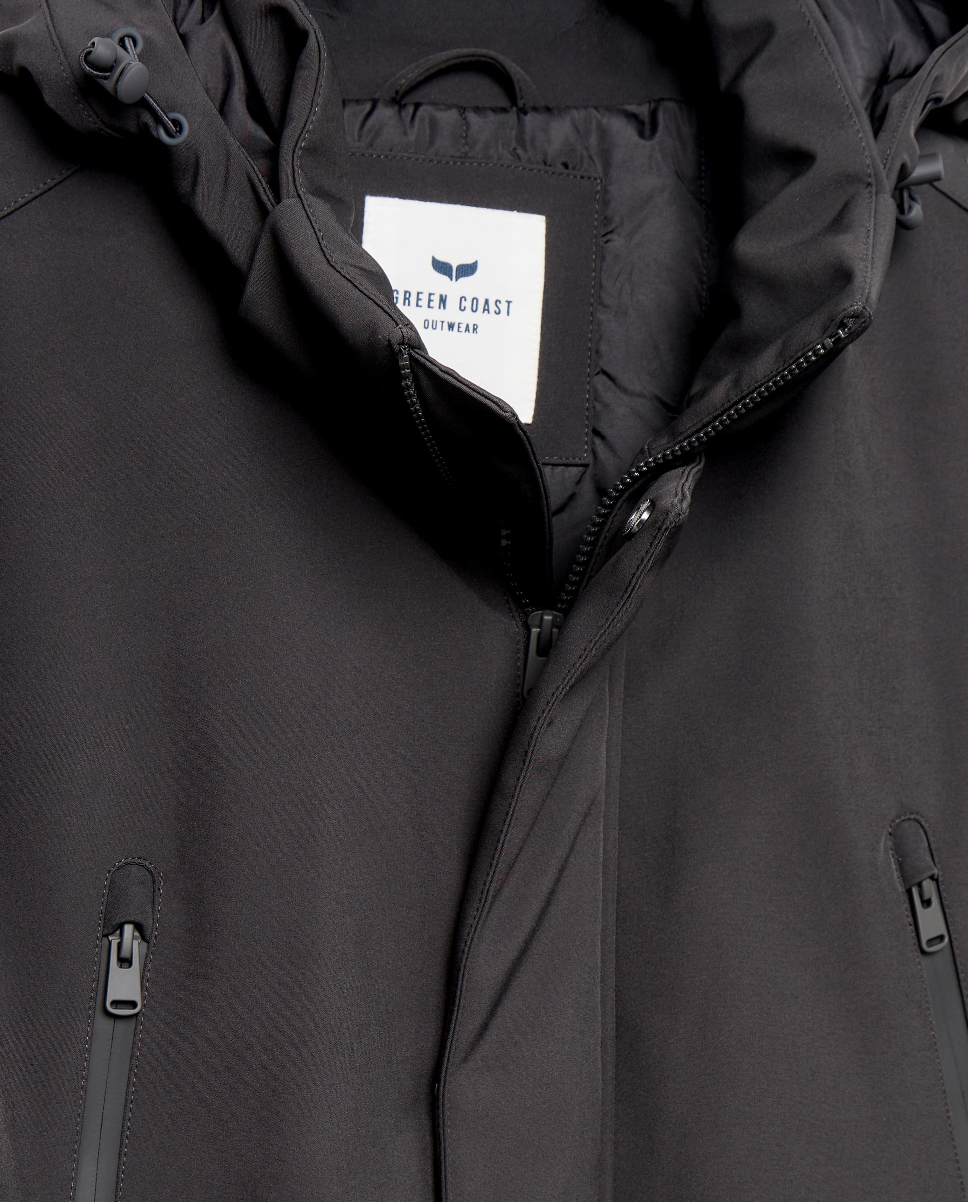 Parka de Neopreno Comprida com Capuz 530 Verde Escuro-2