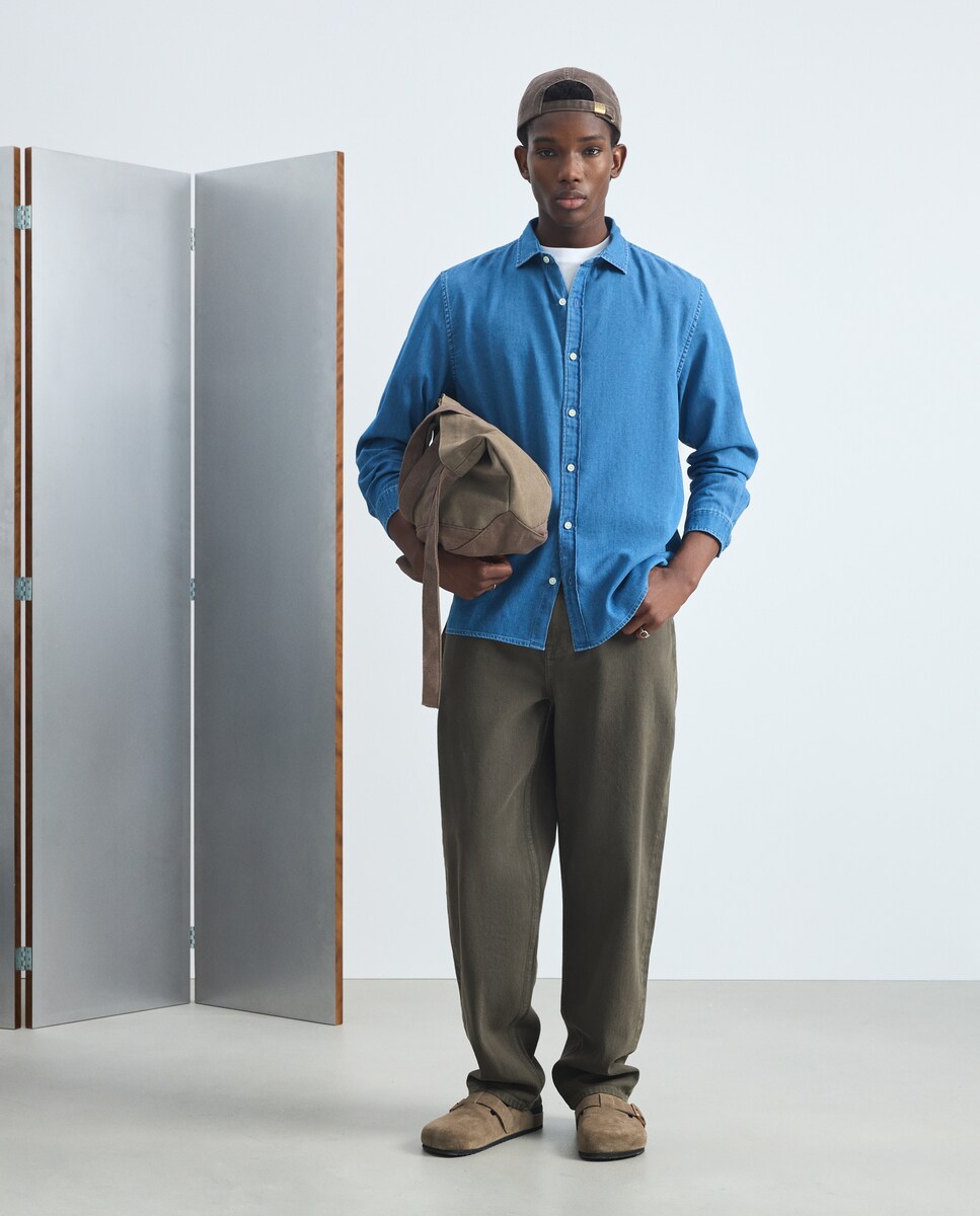 Imagen 0 de Camisa denim hombre Azul Suave