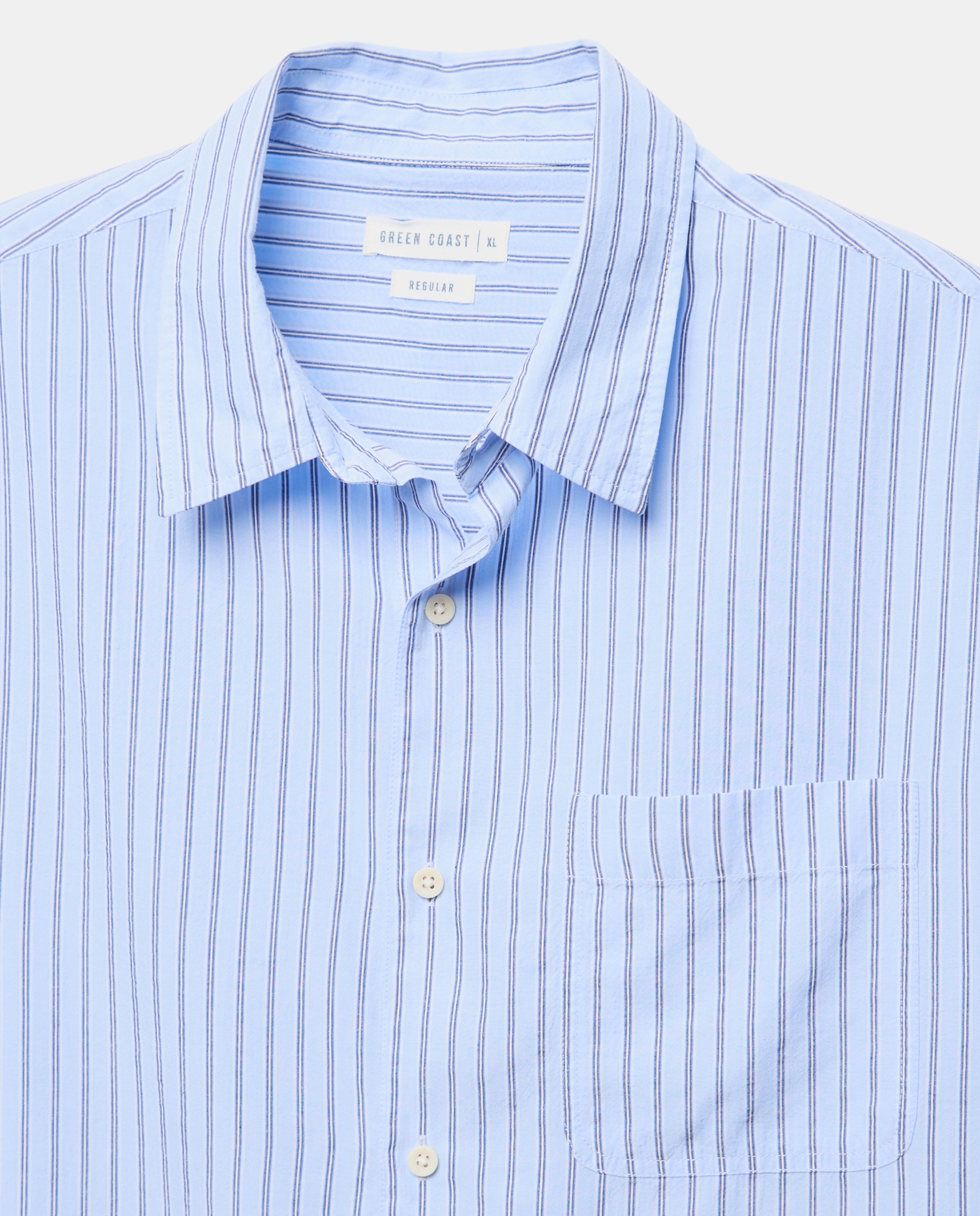 Camisa de Manga Comprida às Riscas Azul-5