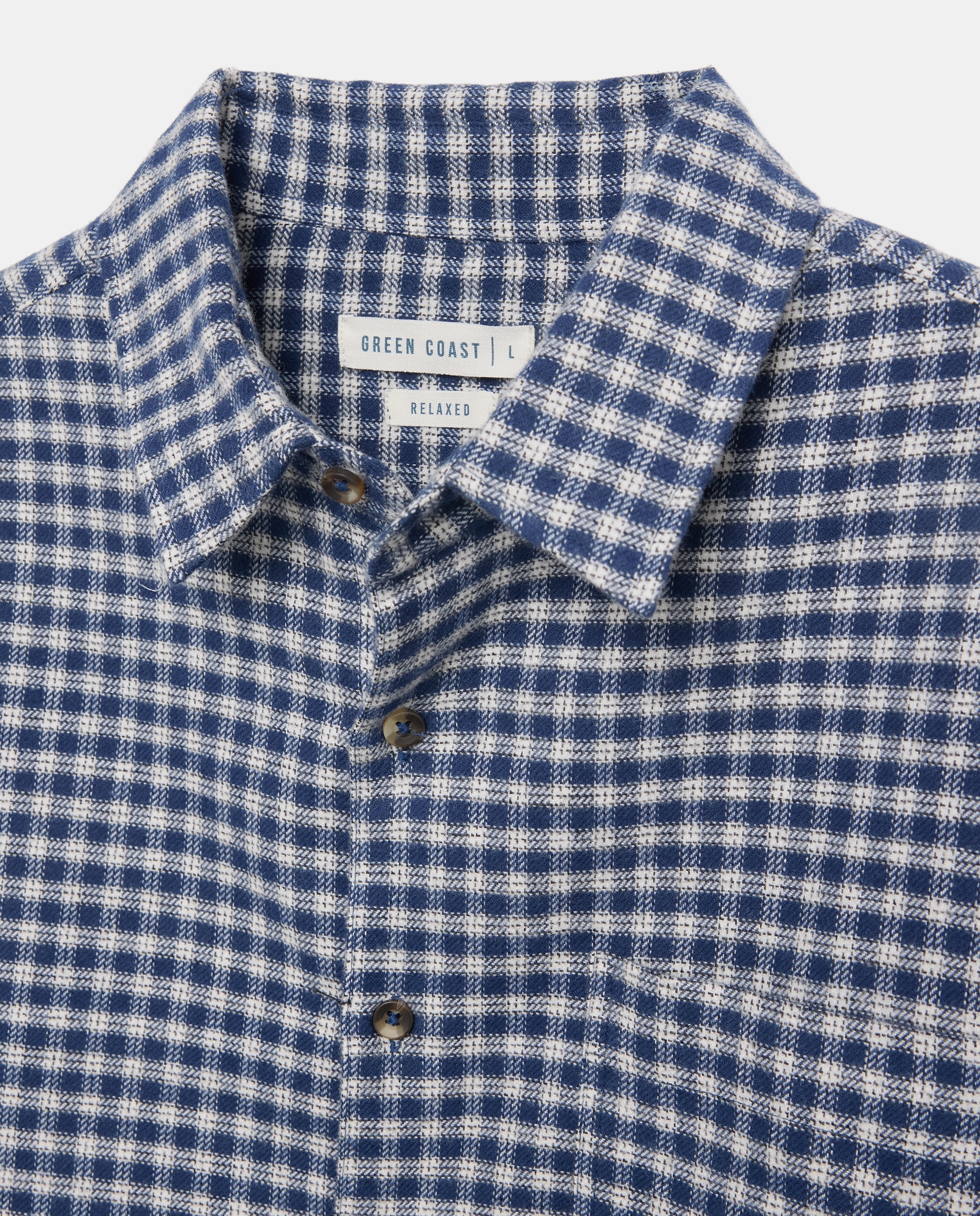Camisa de Manga Comprida aos Quadrados Azul-5