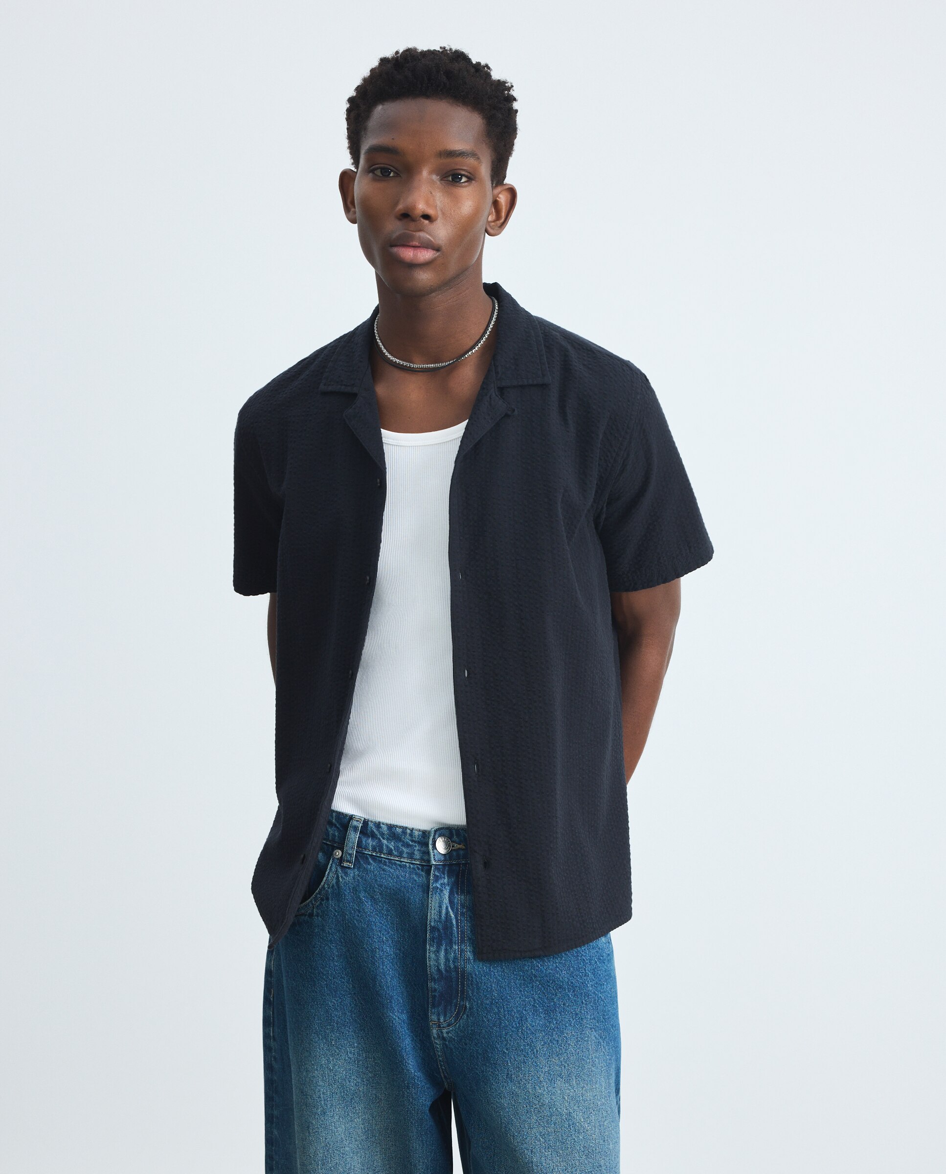 Camisa de hombre de manga corta - Green Coast - Negro Negro-2