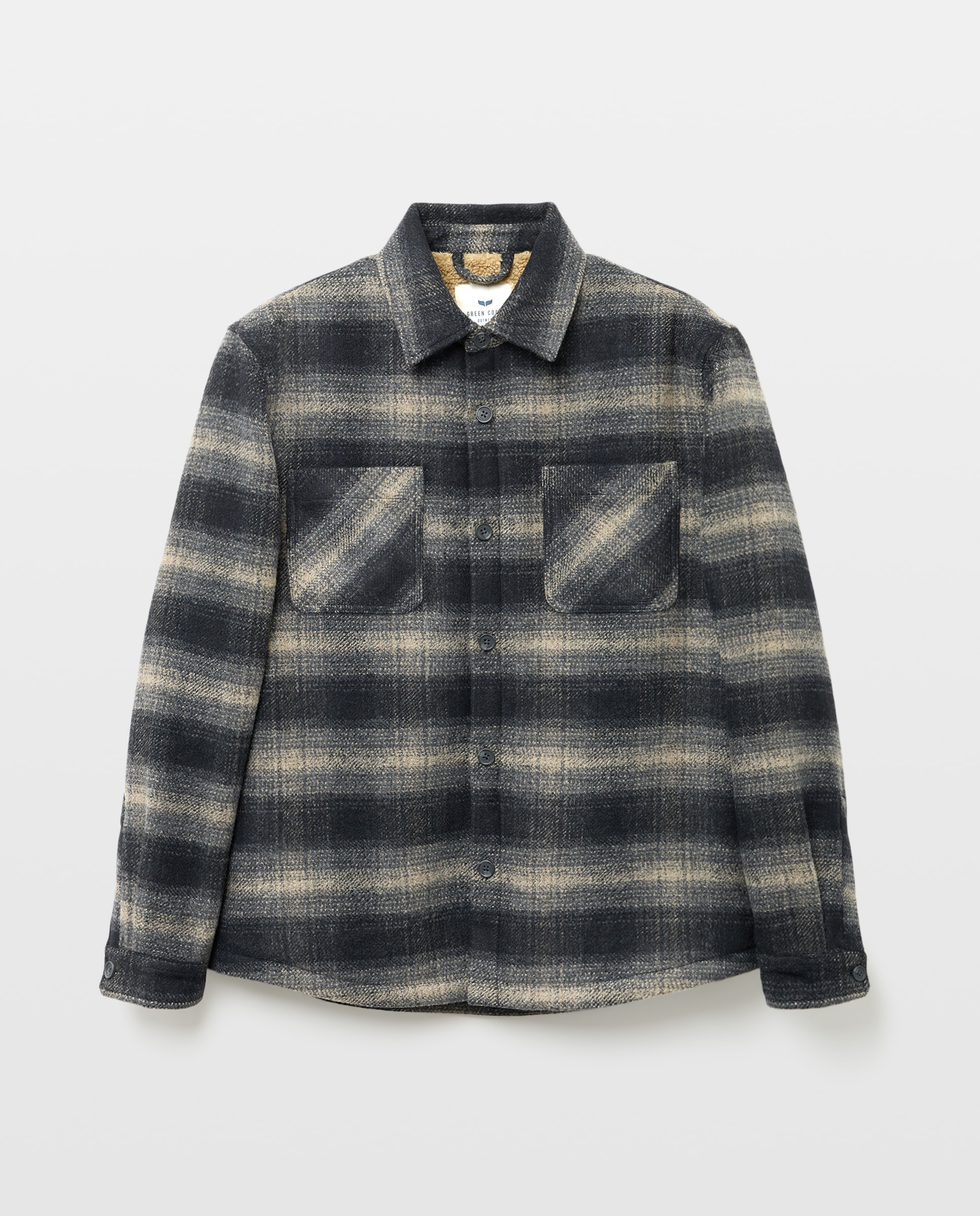 Sobrecamisa de hombre en tejido de cuadros con forro borrego - Green Coast - Azul Azul-4