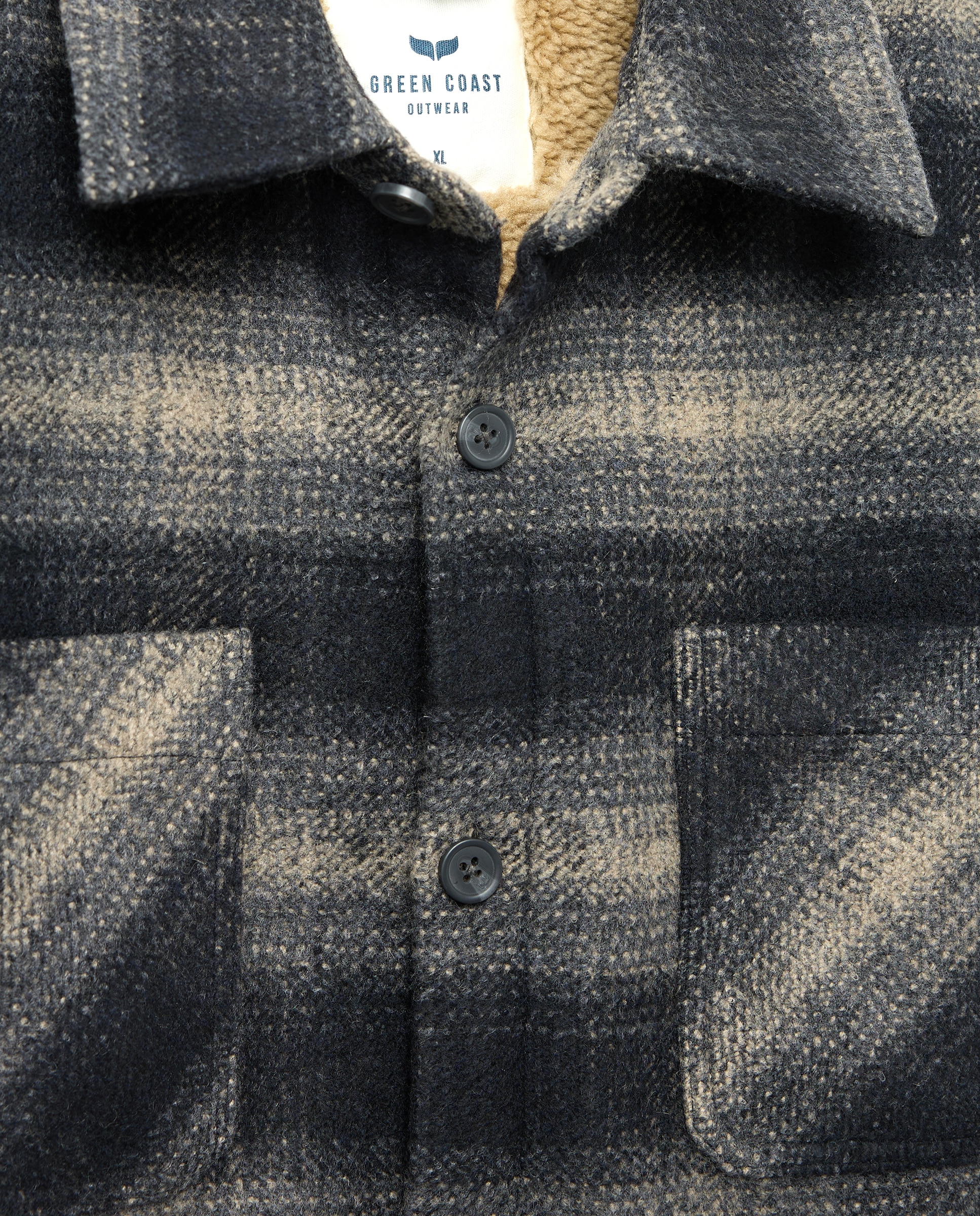 Sobrecamisa de hombre en tejido de cuadros con forro borrego - Green Coast - Azul Azul-5