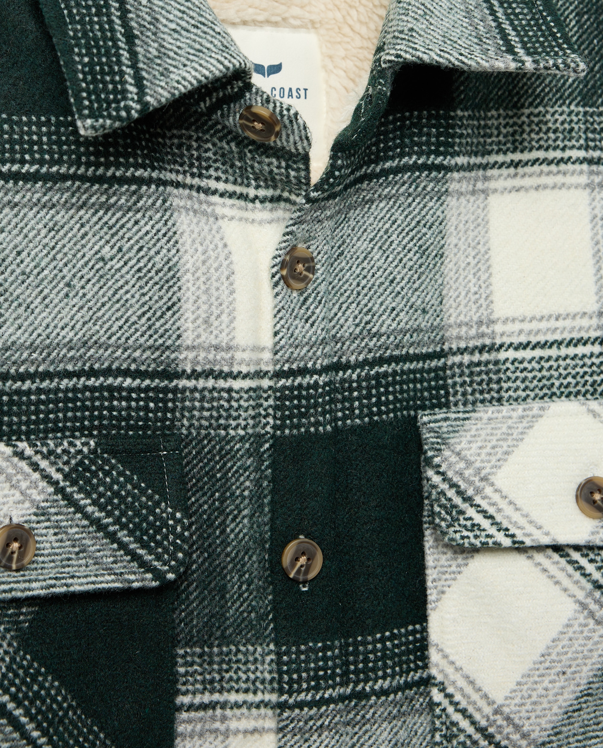 Sobrecamisa de hombre en tejido de cuadros con forro borrego - Green Coast - Verde Verde-5