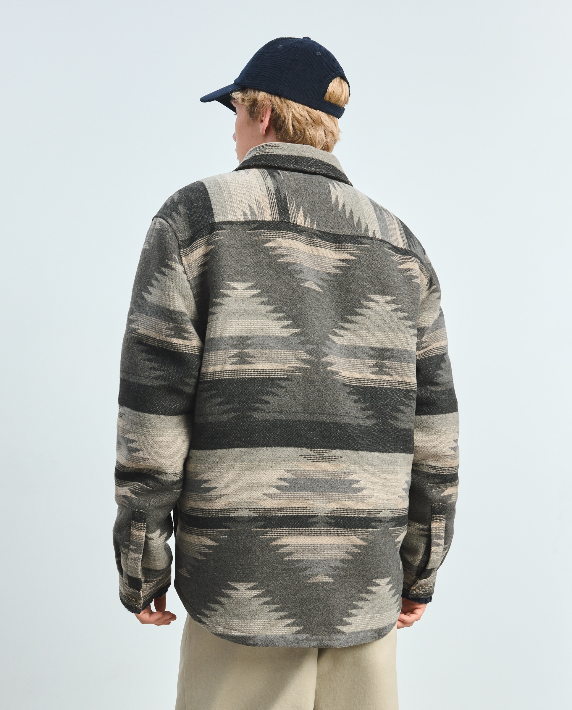 Sobrecamisa de hombre estampada con forro borrego - Green Coast - Gris Gris-3