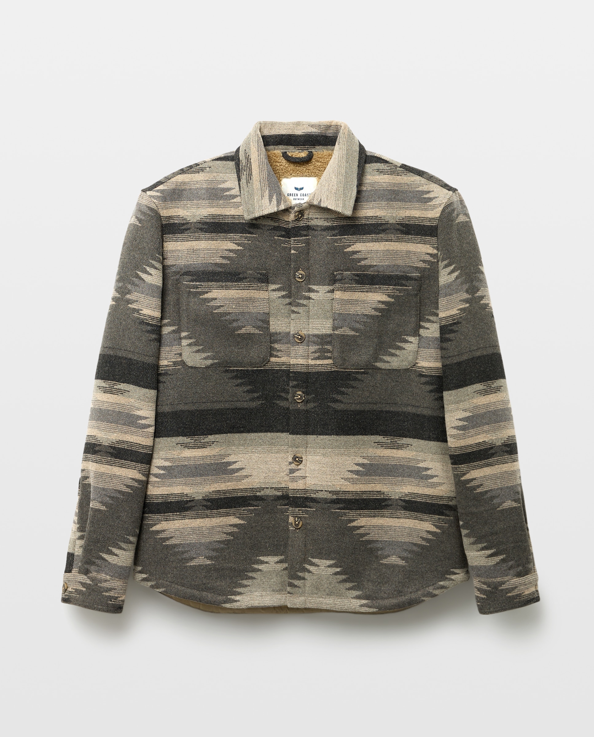Sobrecamisa de hombre estampada con forro borrego - Green Coast - Gris Gris-4