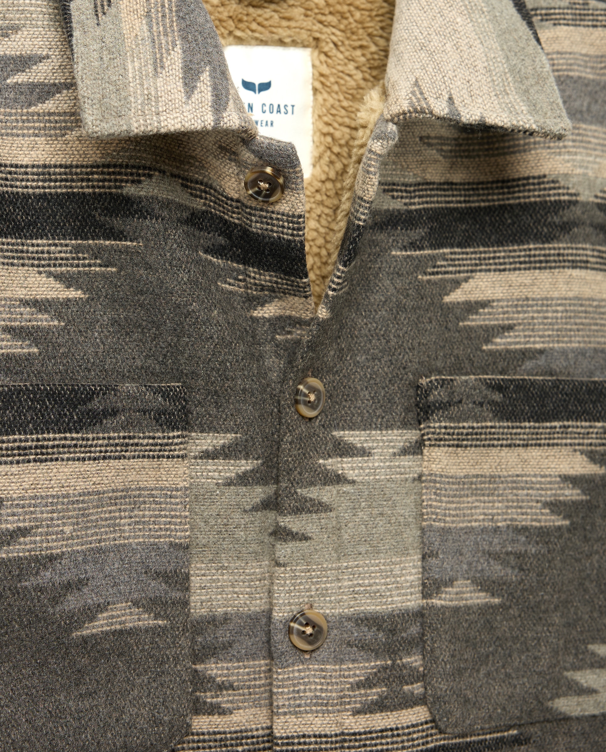 Sobrecamisa de hombre estampada con forro borrego - Green Coast - Gris Gris-5