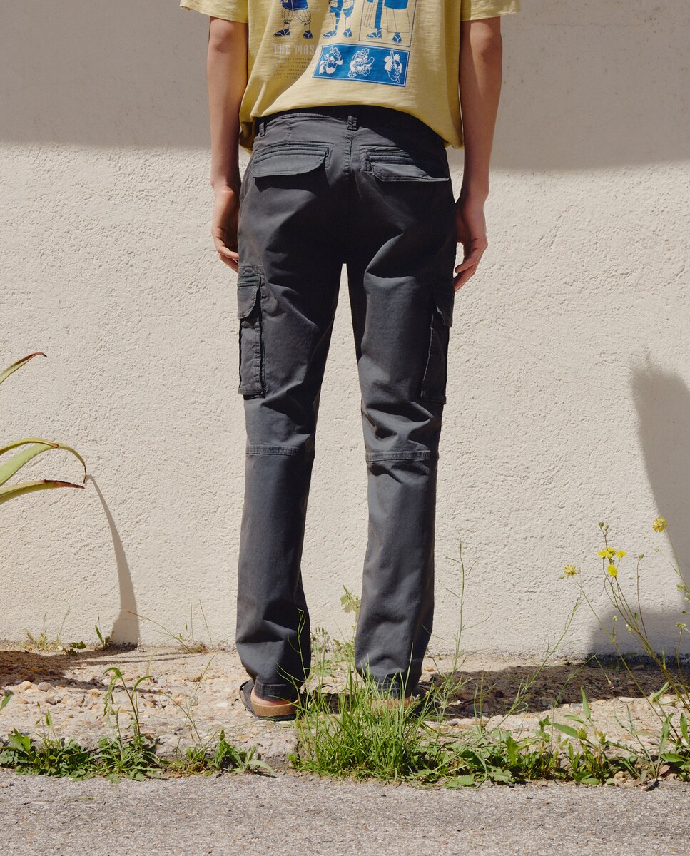 Calças Multibolsos em Algodão 830 Antracite-3