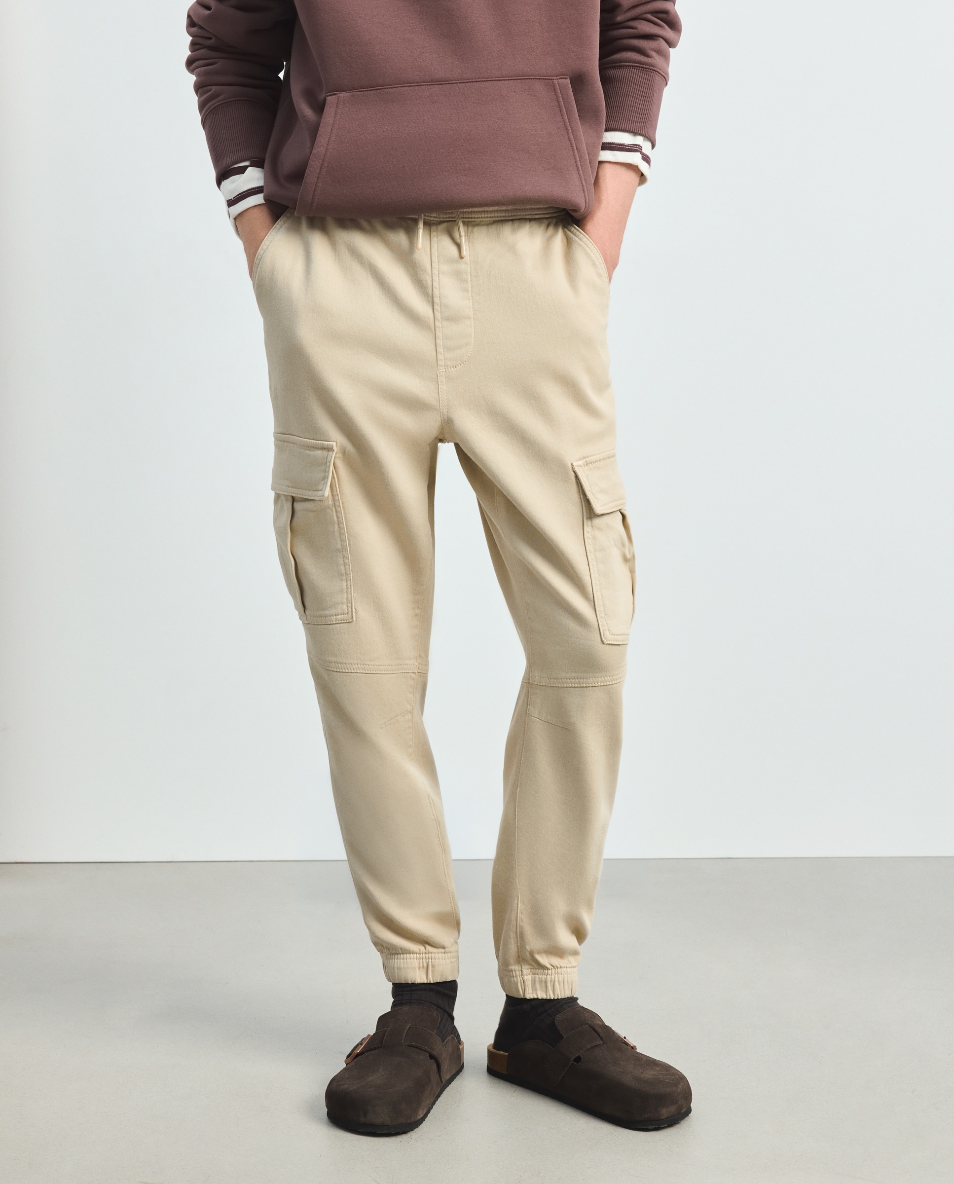 Pantalón de hombre tipo chino con goma en el bajo - Green Coast - Beige Beige-2