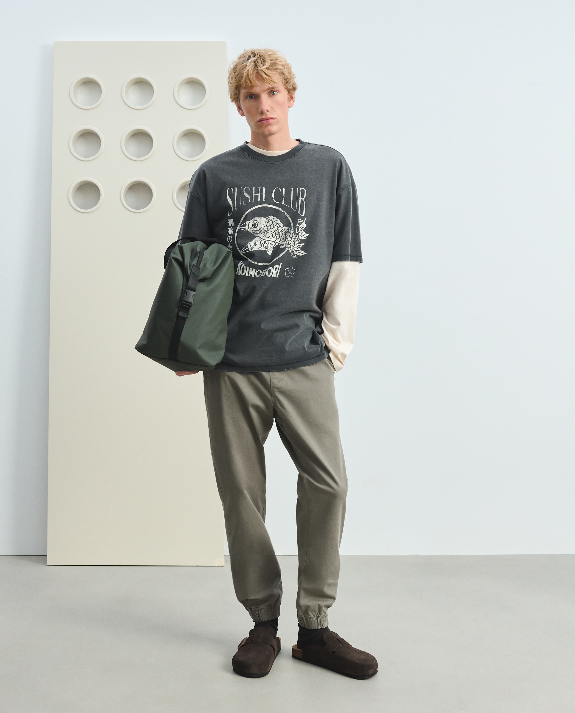 Pantalón de hombre tipo chino con goma en el bajo - Green Coast - 520 Kaki 520 Kaki-1