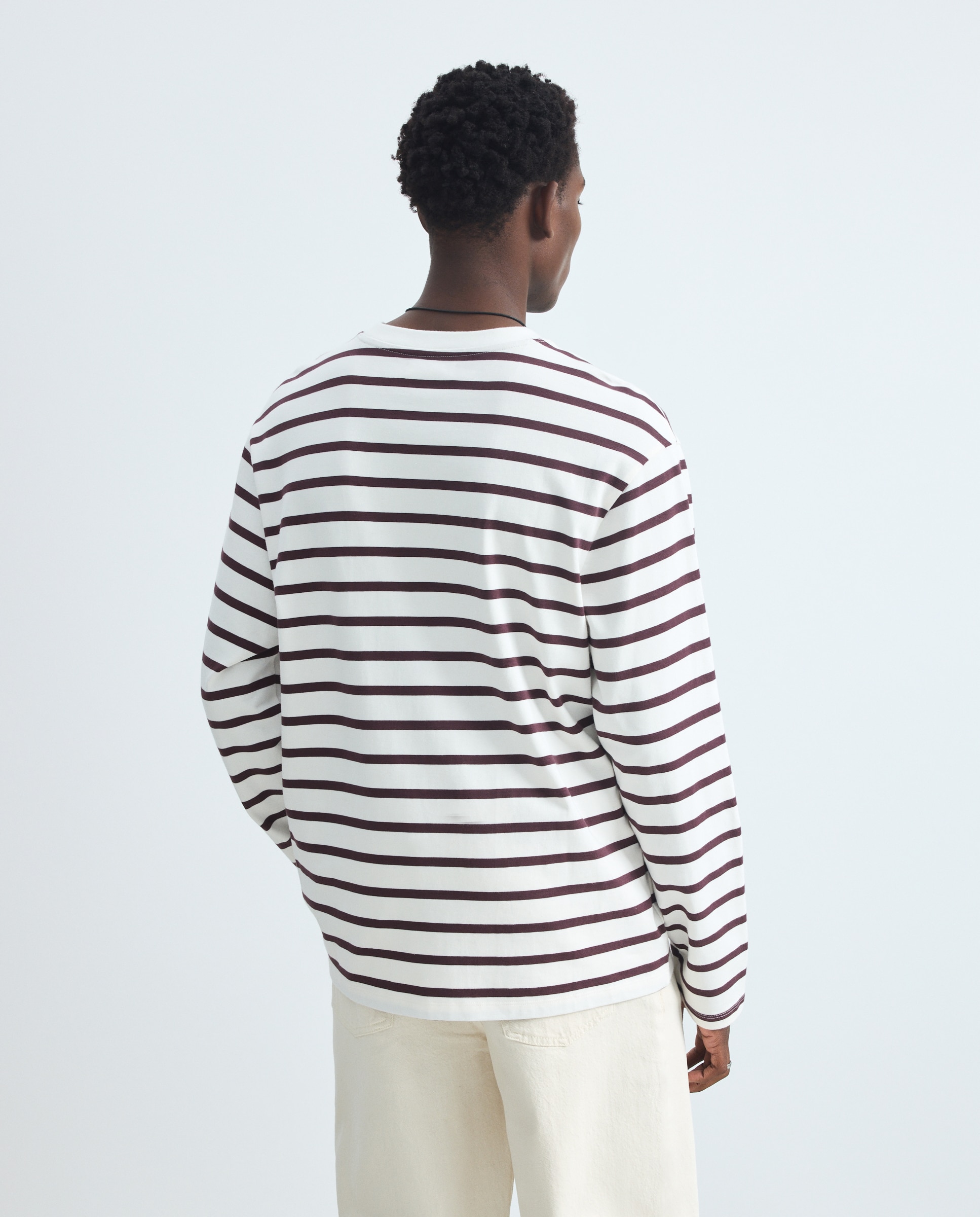 Camisola de Manga Comprida às Riscas Branco-3