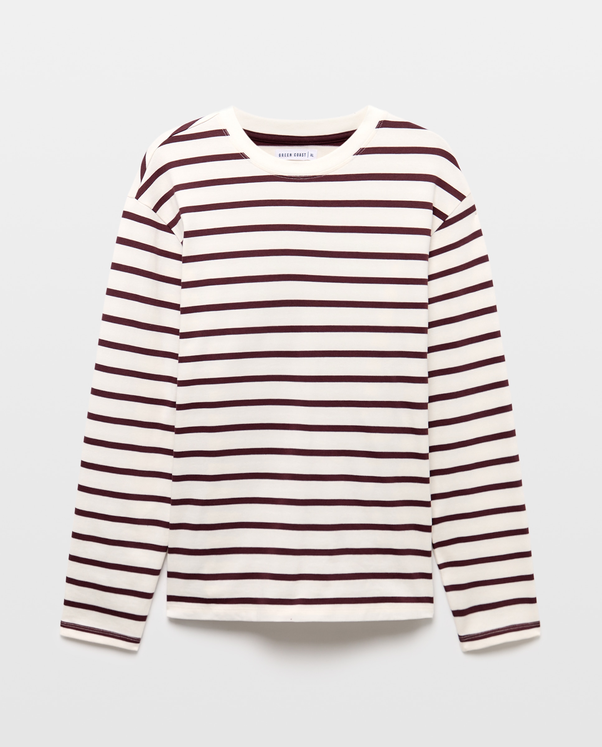 Camisola de Manga Comprida às Riscas Branco-4