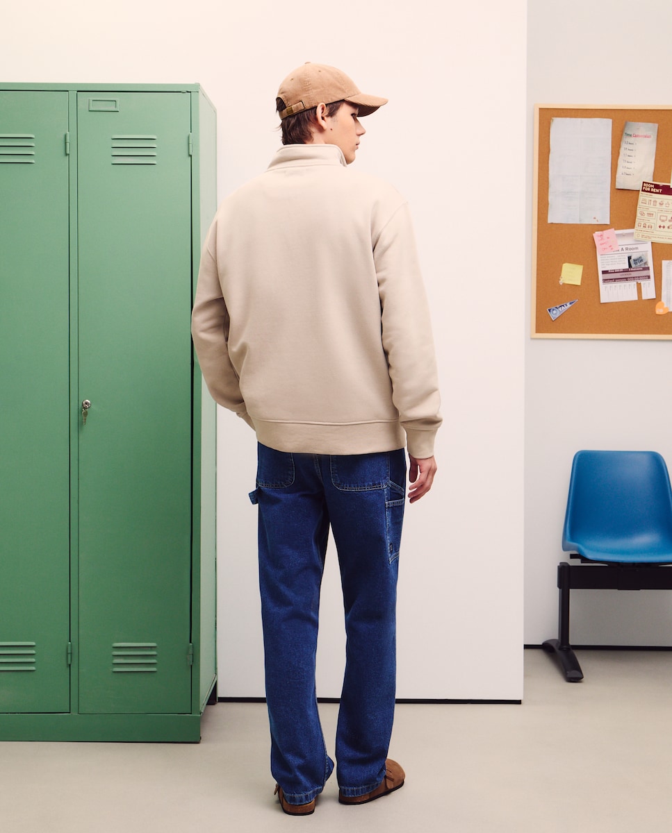 Sweatshirt de Gola Alta com Fecho de Correr 850 Pedra-3