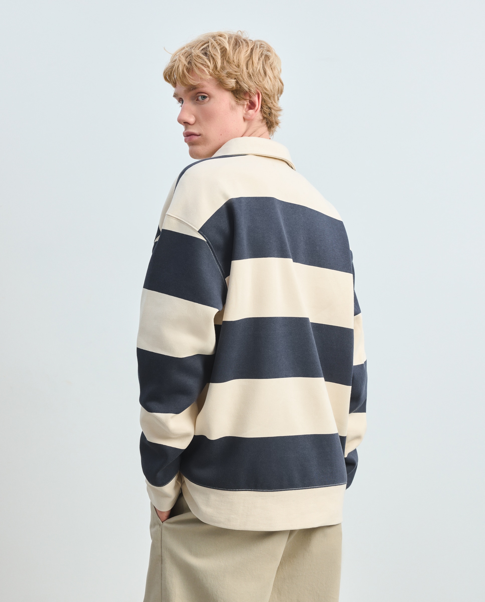 Sudaderas tipo polo de hombre de manga larga tipo sudadera - Green Coast - Azul Azul-3