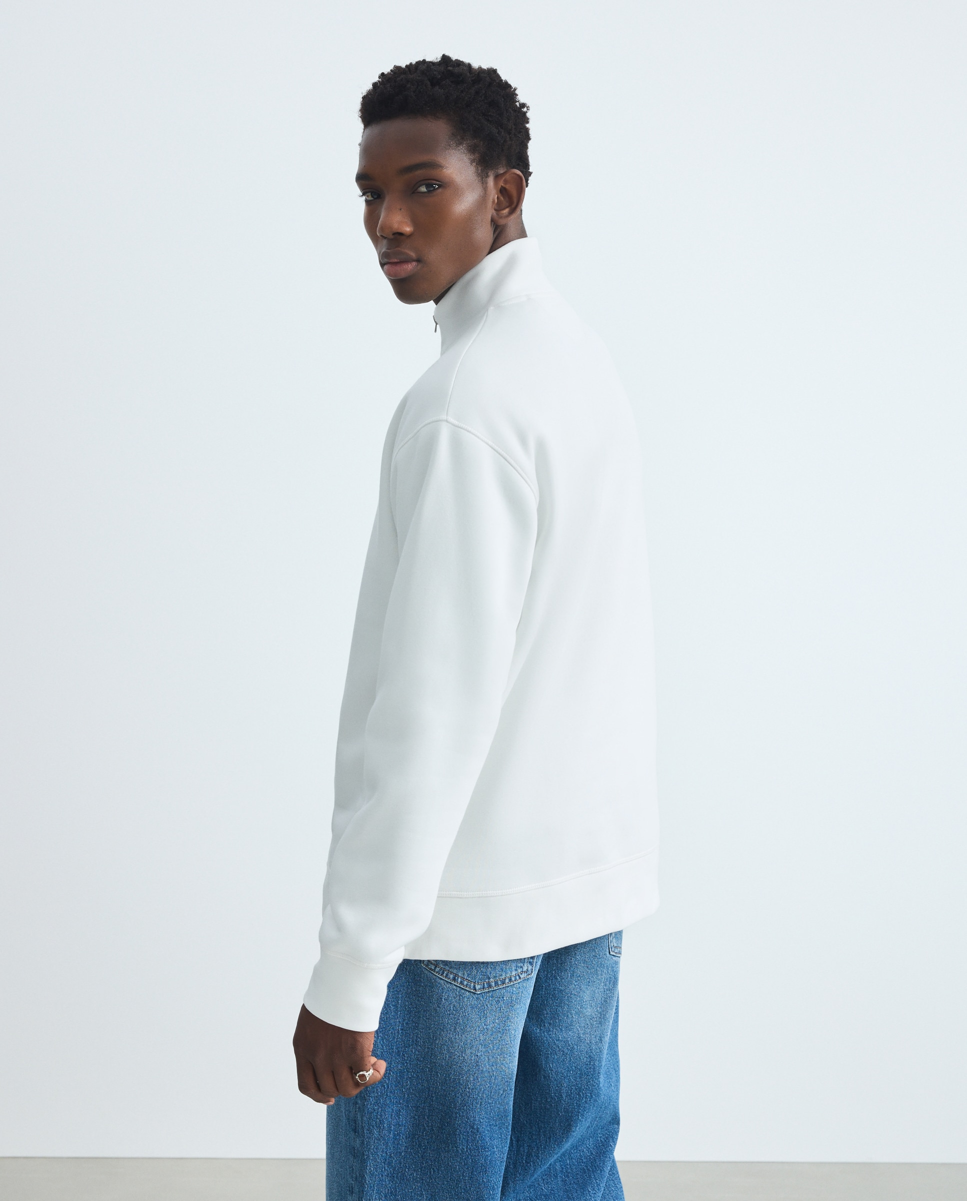 Sudadera de hombre cuello alto con cremallera - Green Coast - Blanco roto Blanco roto-3
