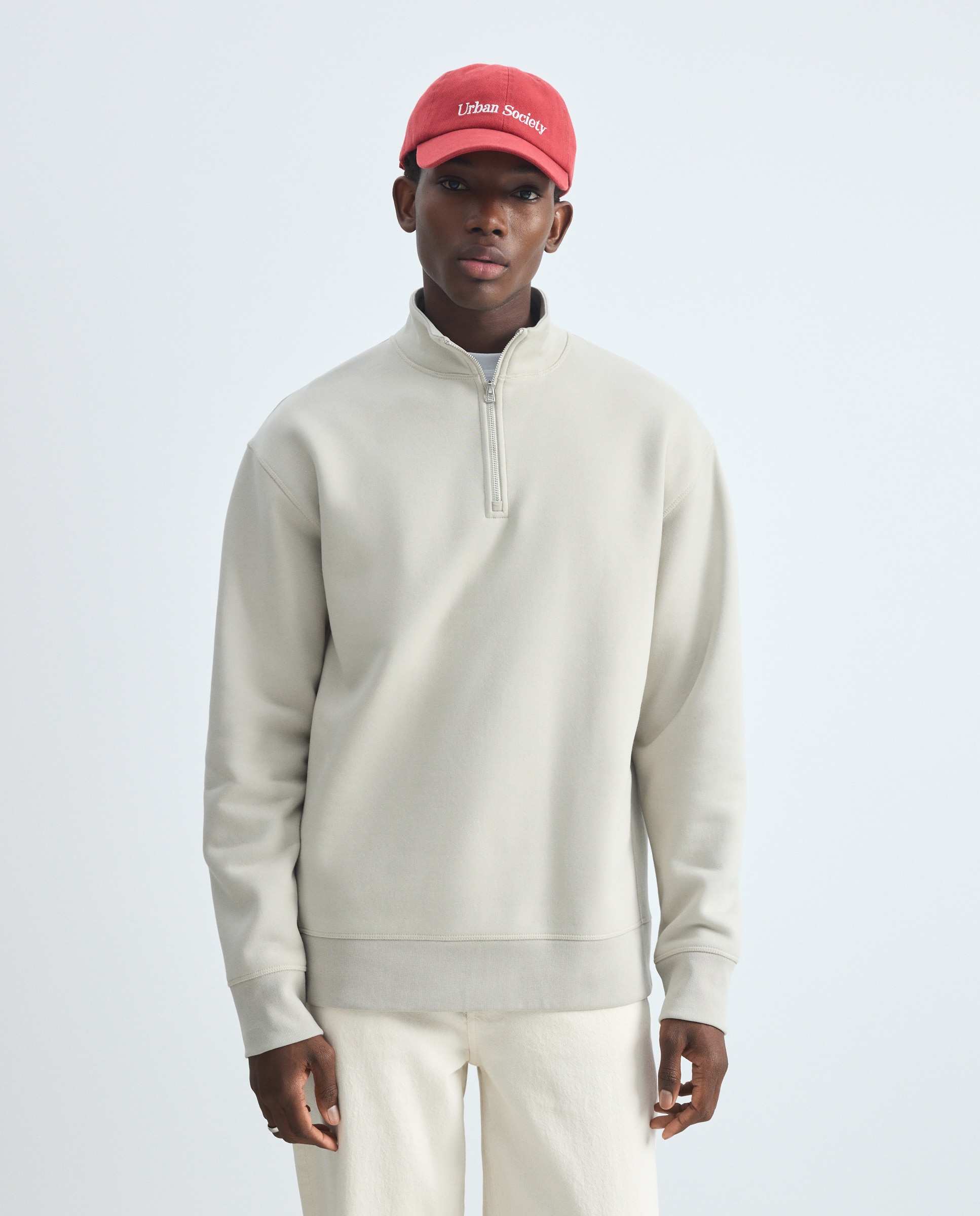 Sweatshirt de Gola Alta com Fecho de Correr 850 Pedra-2