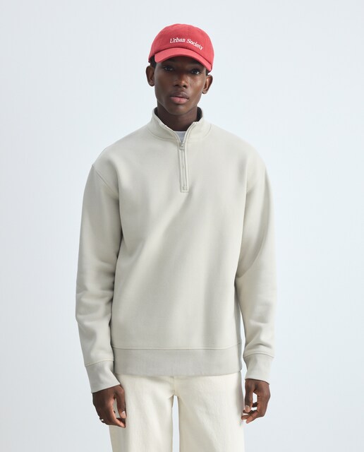 Imagen 0 de Sudadera de hombre cuello alto con cremallera 850 Piedra