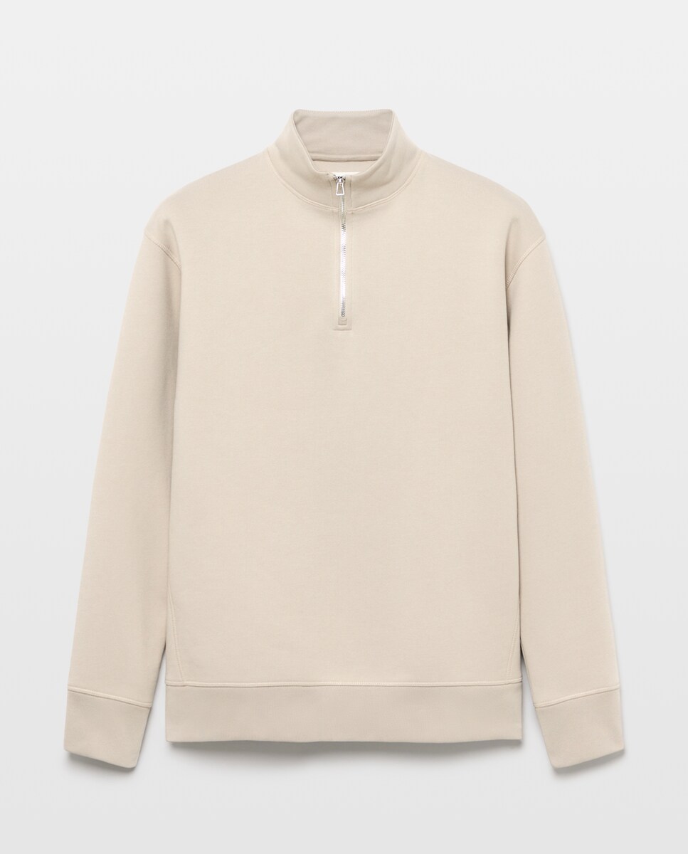 Imagen 0 de Sudadera de hombre cuello alto con cremallera 850 Piedra