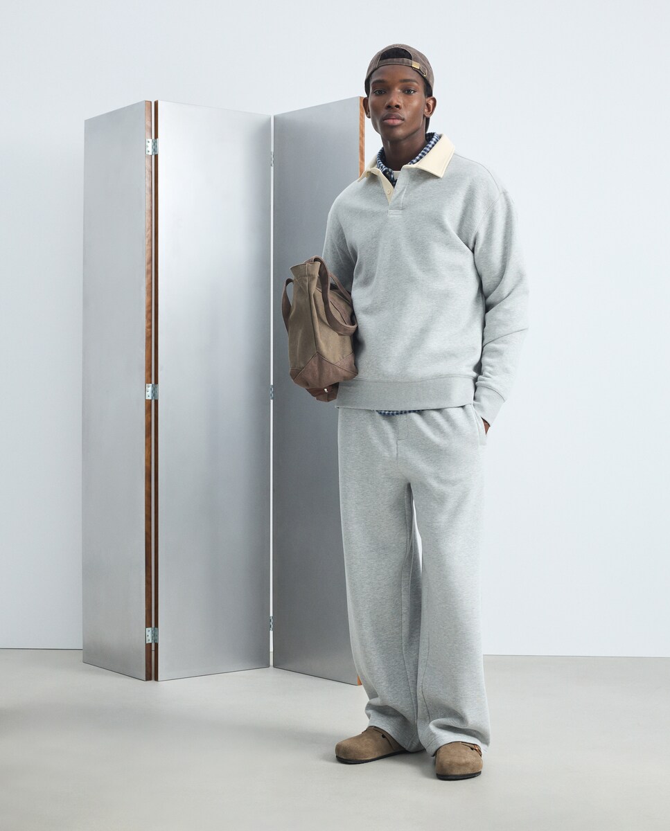 Imagen 0 de Sudadera tipo polo de hombre de manga larga tipo sudadera 820 Gris medio