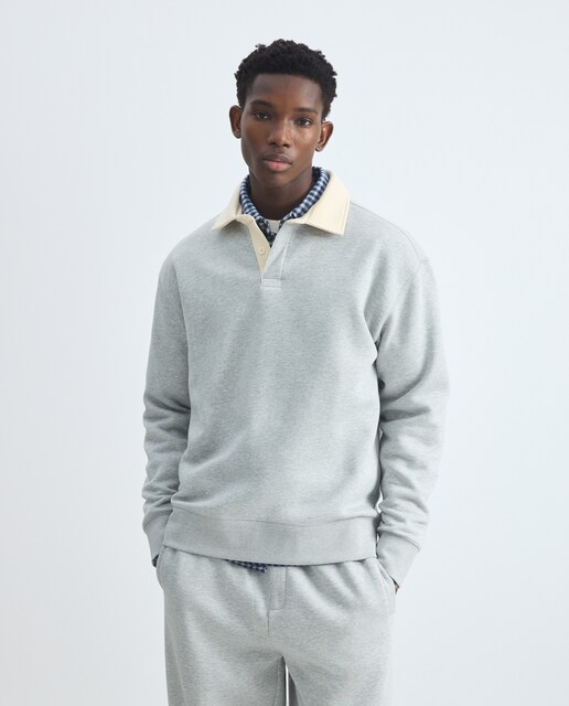 Imagen 0 de Sudadera tipo polo de hombre de manga larga tipo sudadera 820 Gris medio