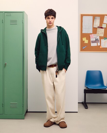 Sudadera abierta de hombre con capucha y cierre de cremallera