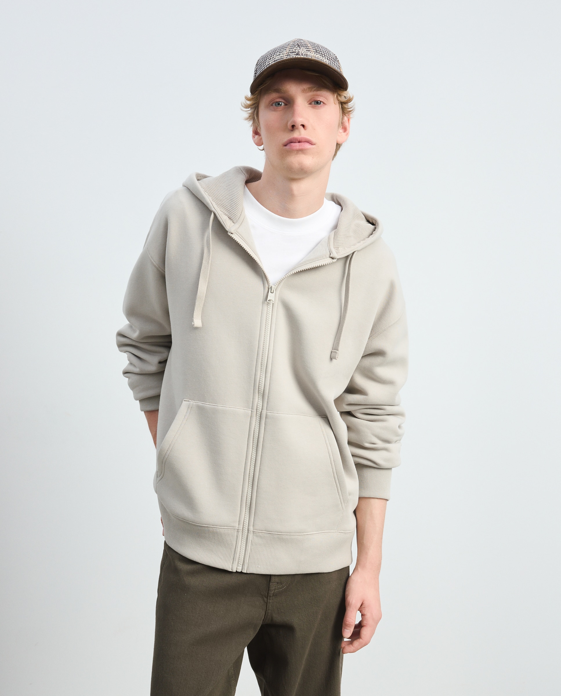 Sudadera abierta de hombre con capucha y cierre de cremallera - Green Coast - 850 Piedra 850 Piedra-2