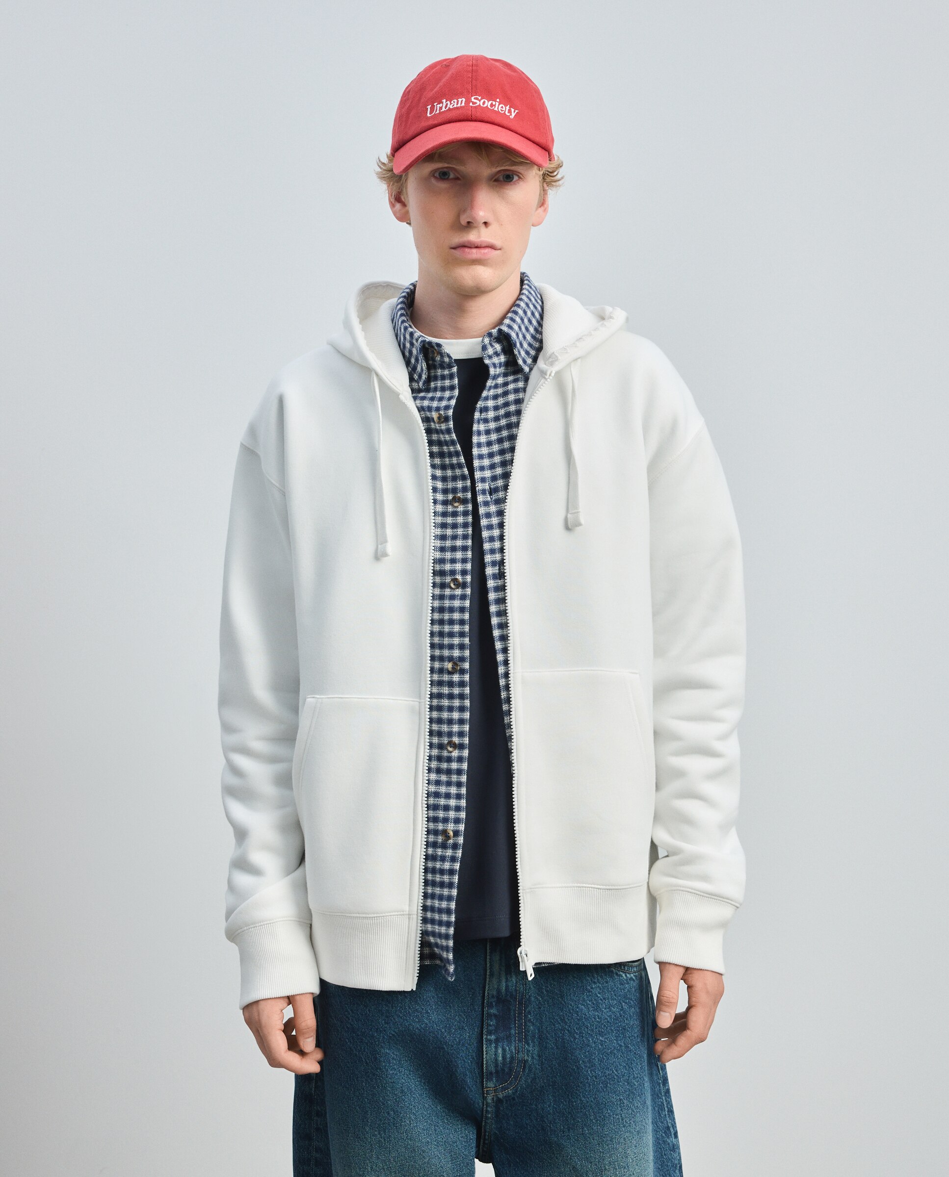 Sudadera abierta de hombre con capucha y cierre de cremallera - Green Coast - Blanco roto Blanco roto-2