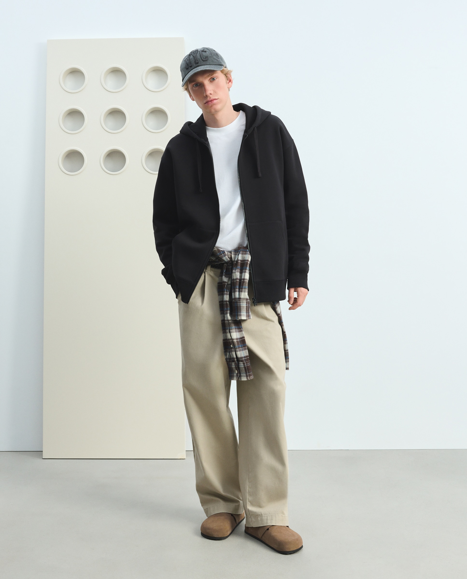 Sudadera abierta de hombre con capucha y cierre de cremallera - Green Coast - Negro Negro-1