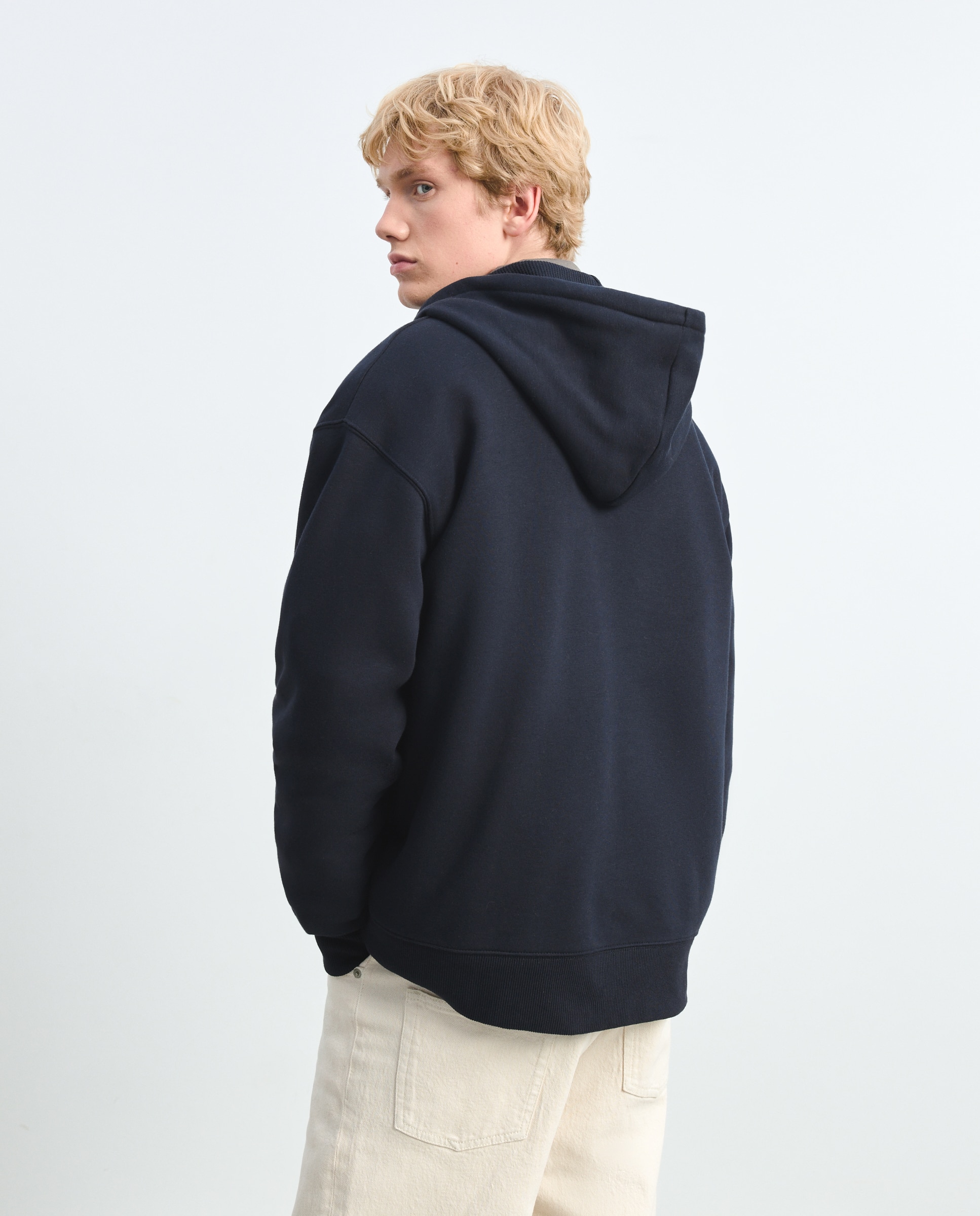 Sudadera abierta de hombre con capucha y cierre de cremallera - Green Coast - Azul marino Azul marino-3