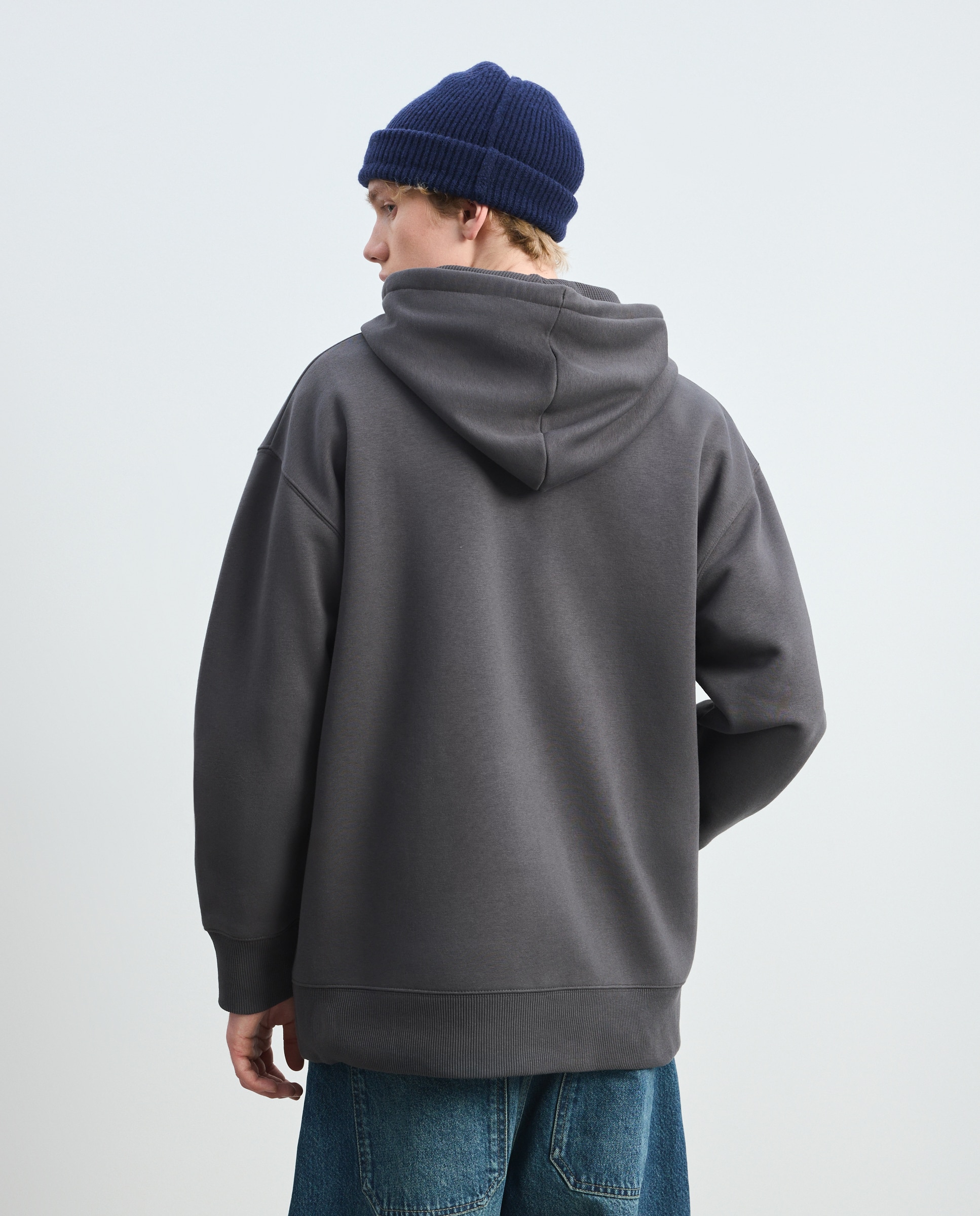 Sweatshirt Aberta com Capuz e Fecho de Correr 830 Antracite-3