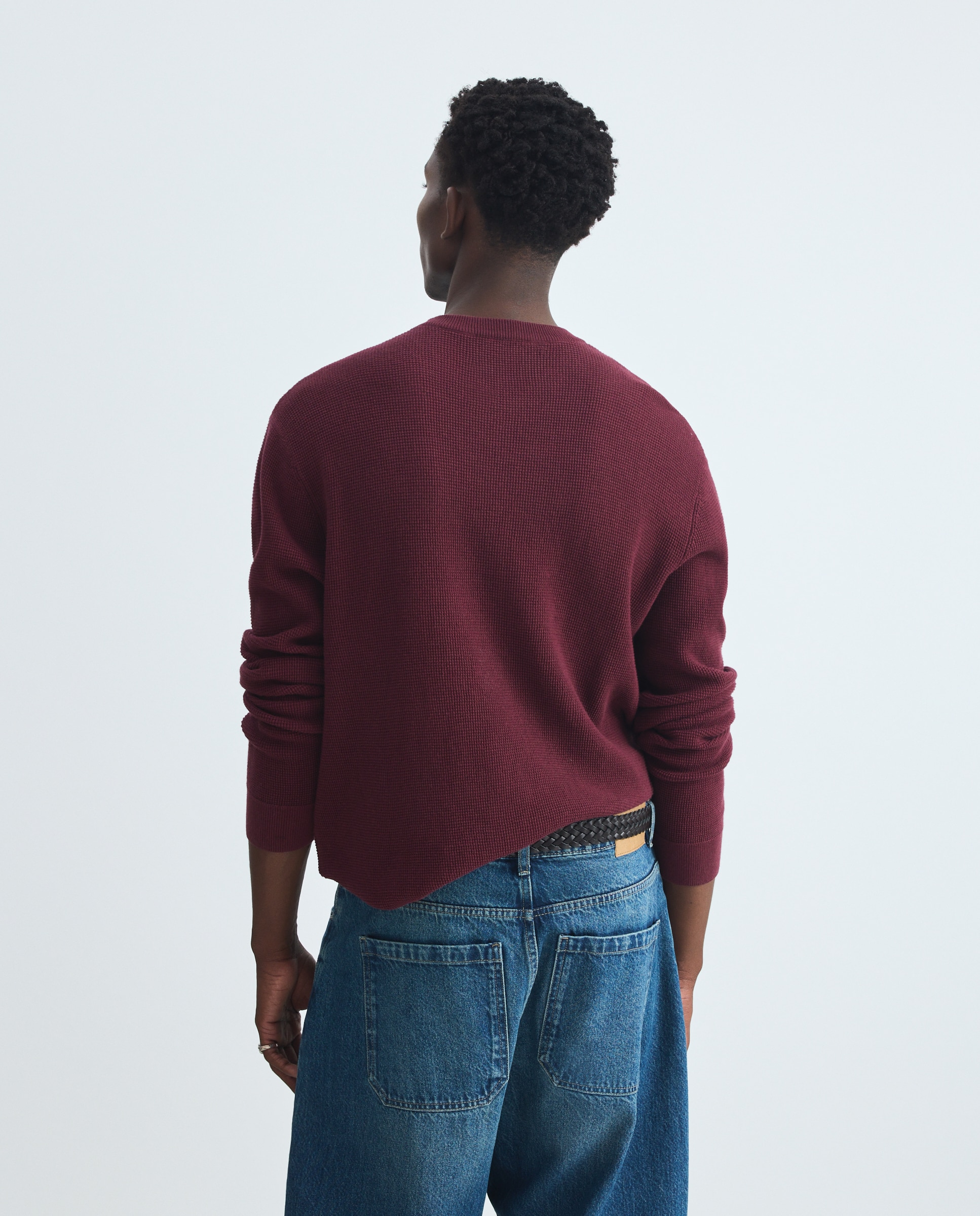 Jersey de hombre con estructura y cuello redondo - Green Coast - Burdeos Burdeos-3