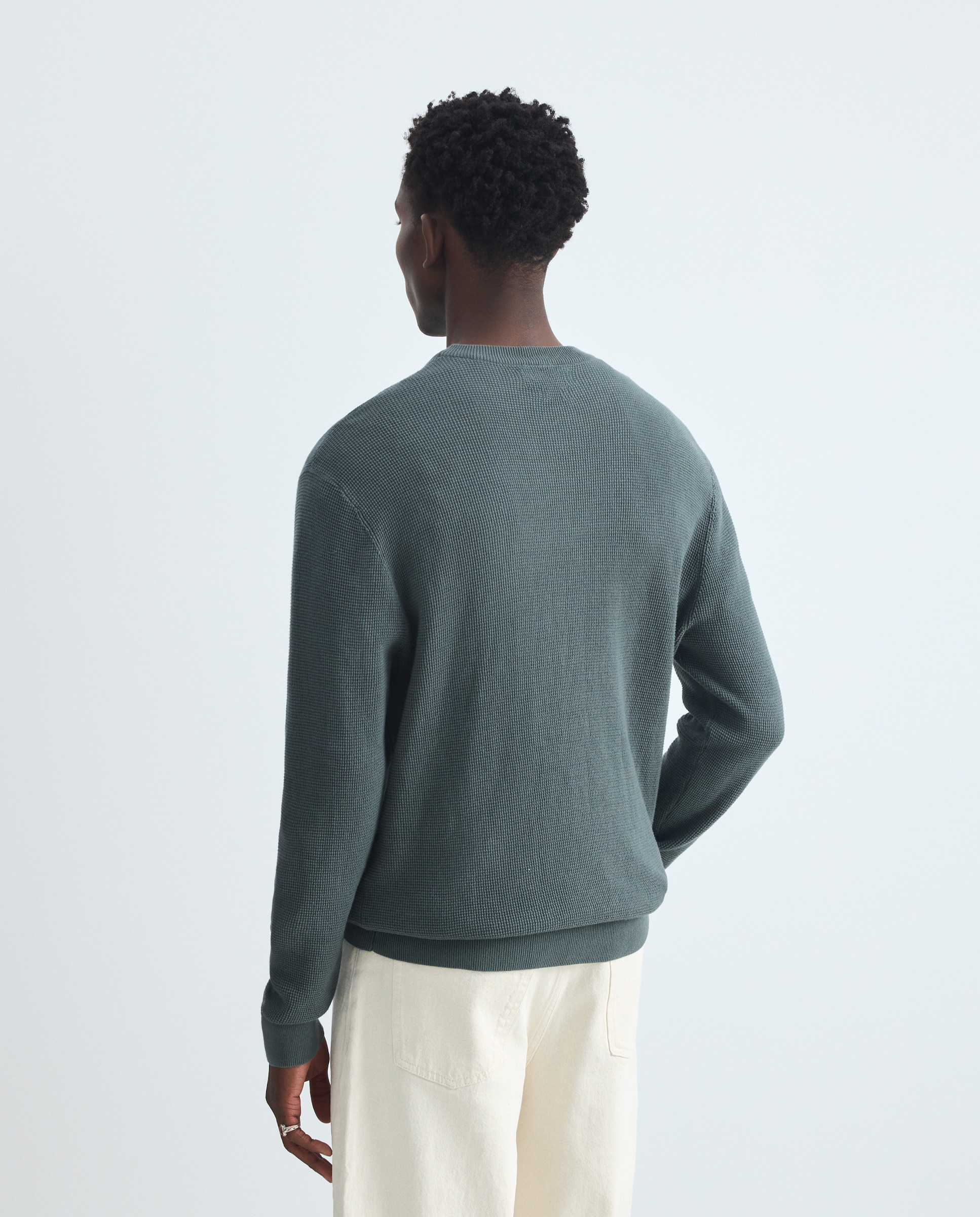 Camisola de Malha com Estrutura e Gola Redonda 530 Verde Escuro-3
