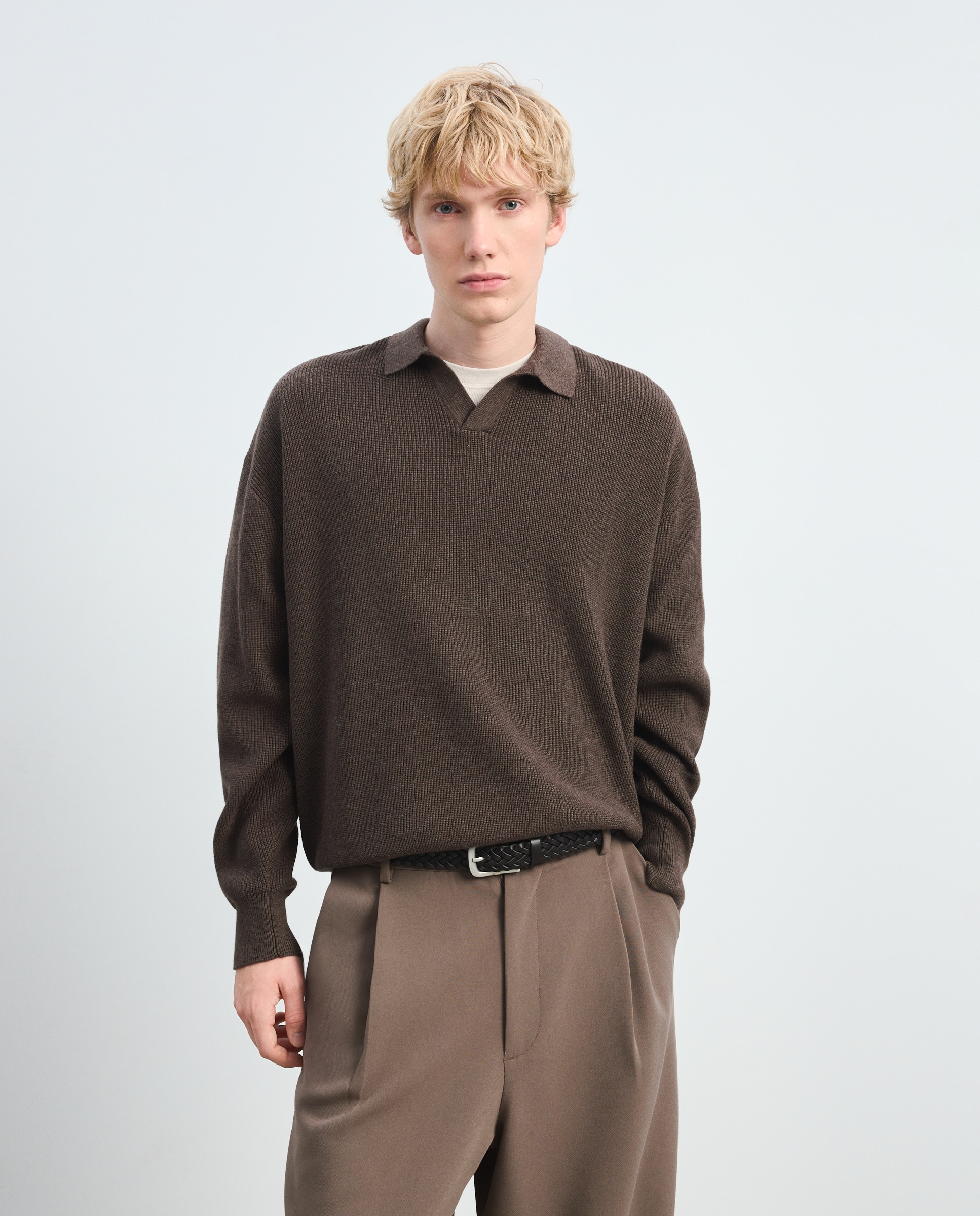 Imagen 2 de Jersey de hombre cuello de polo liso - Green Coast - Marrón Marrón