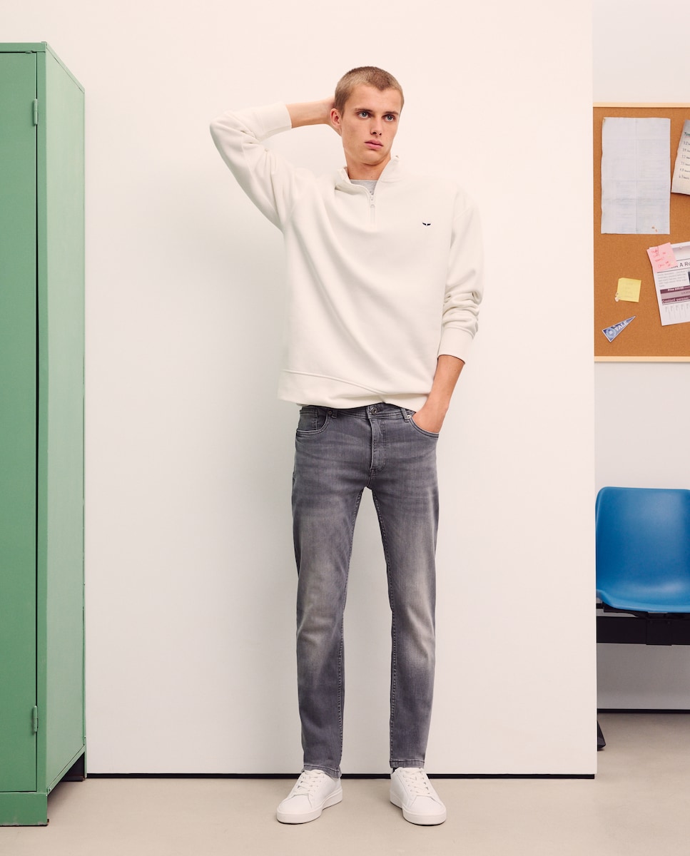 Jeans Skinny Fit Cinzento-1