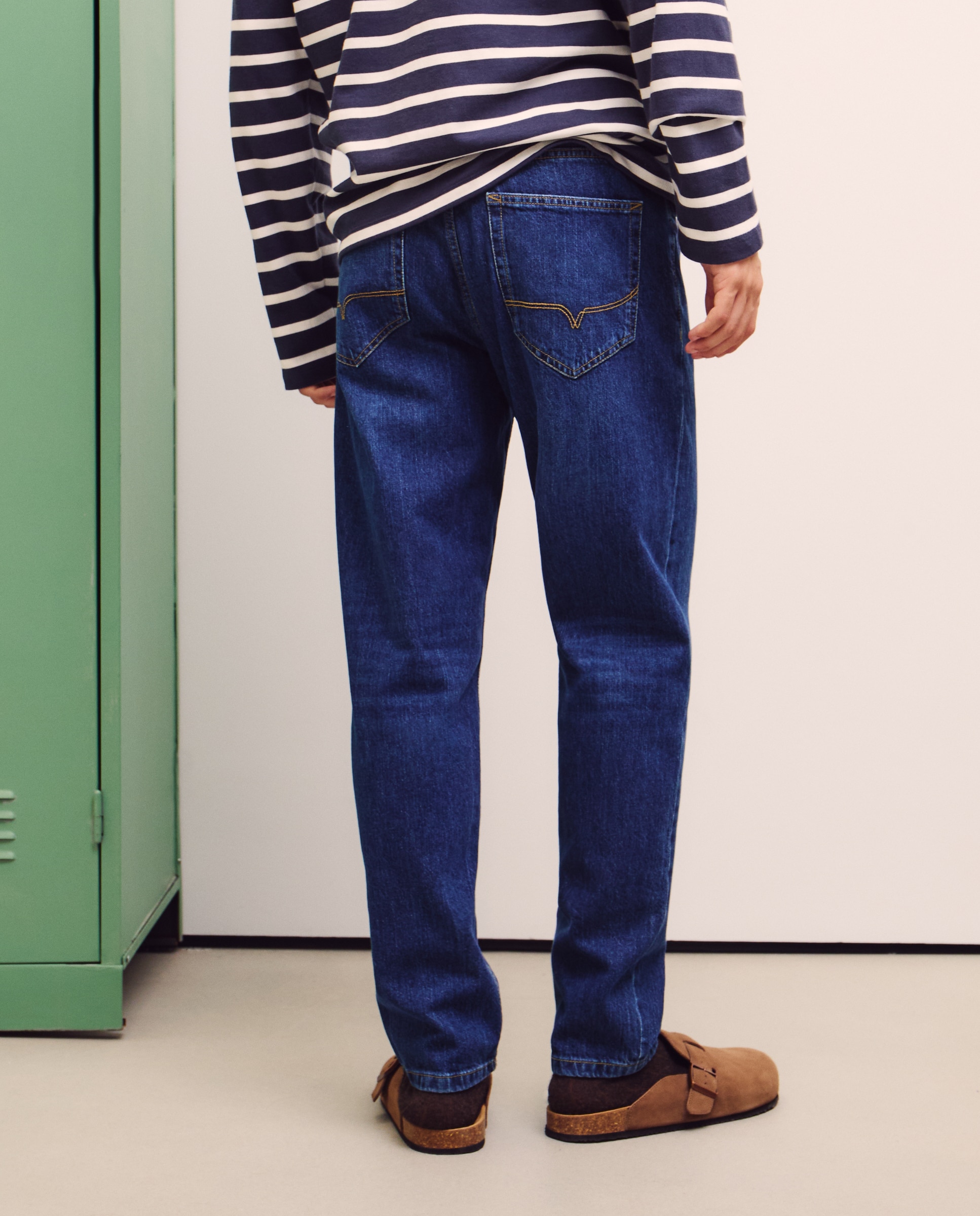 Jeans Tapered Fit Azul-escuro-3