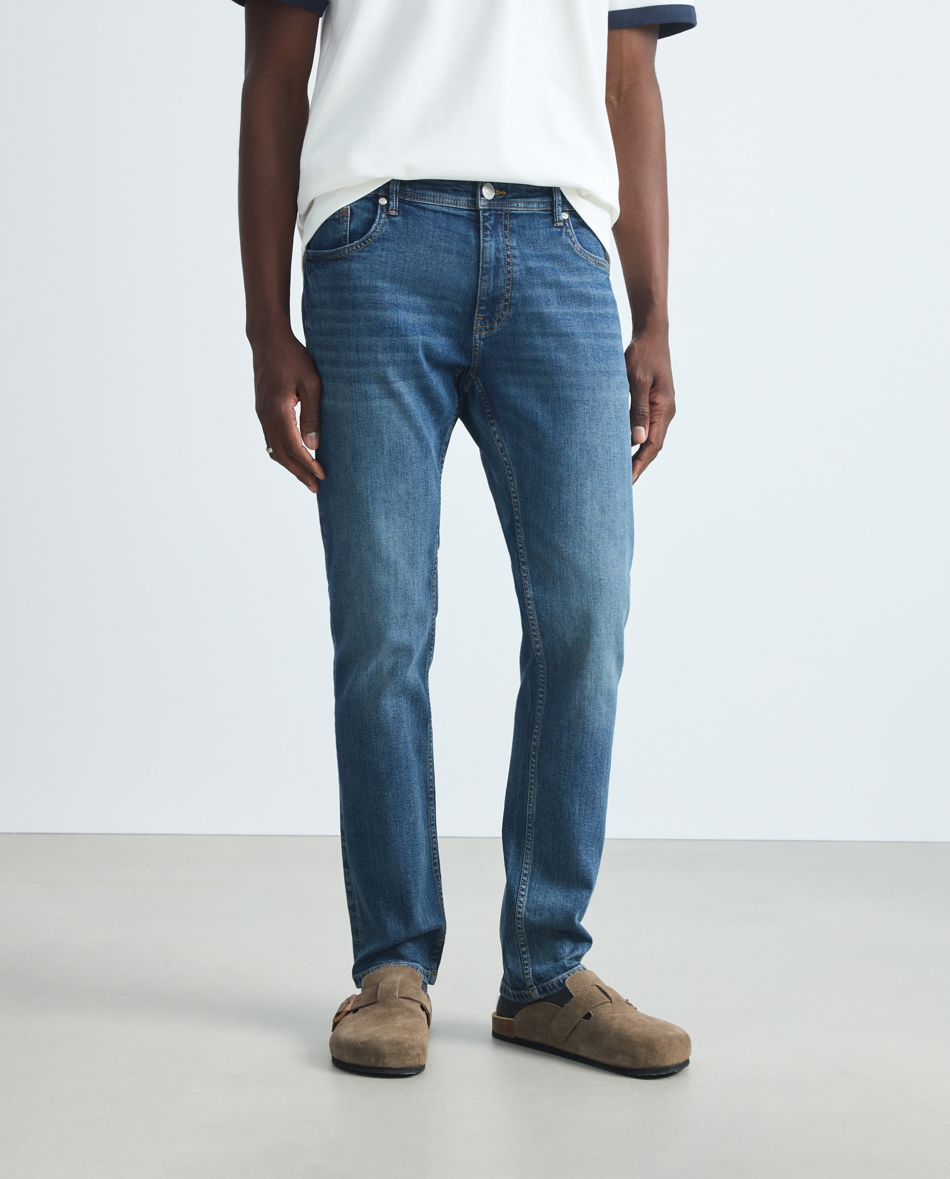 Pantalón vaquero slim de hombre. - Green Coast - Cerúleo Cerúleo-2