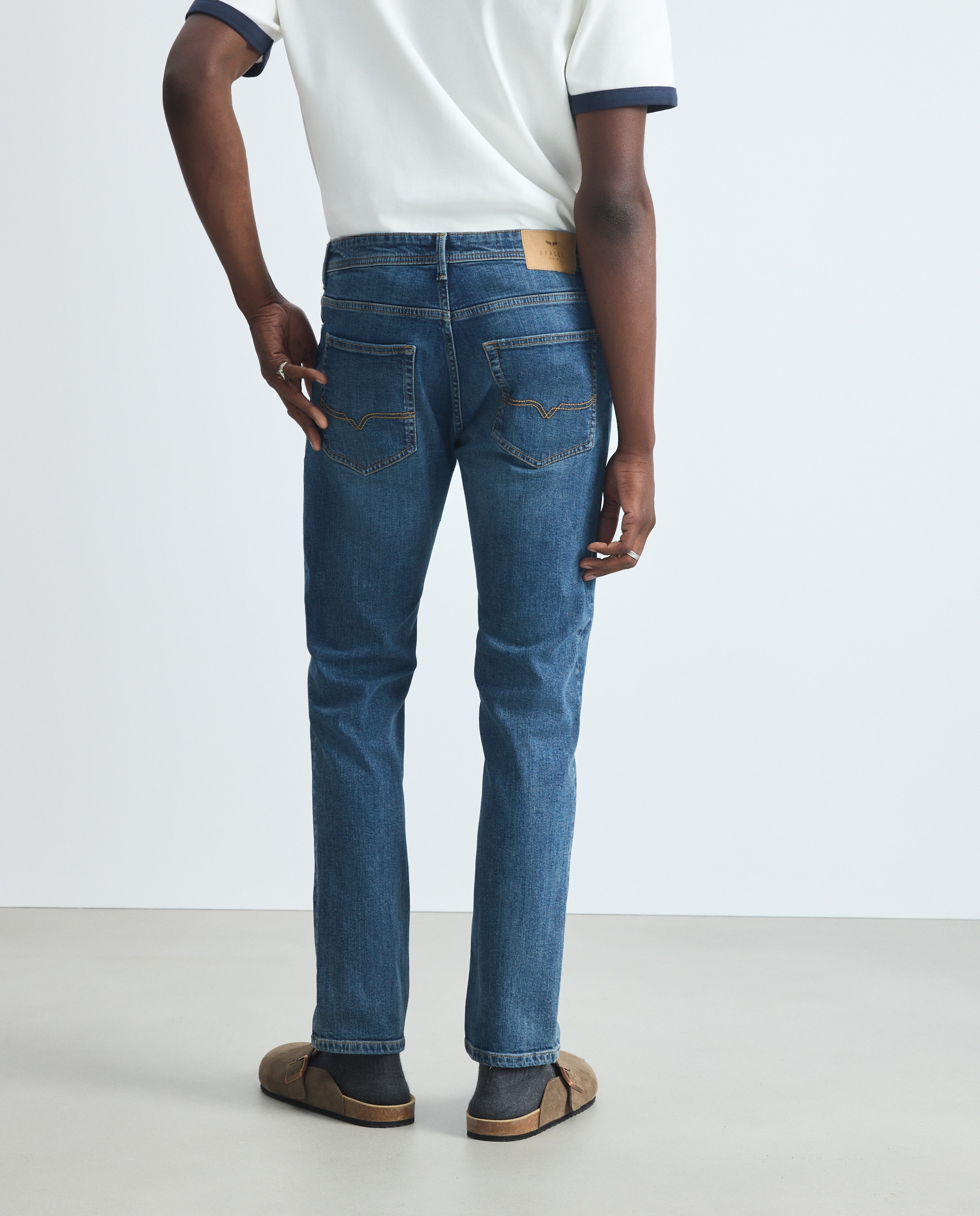Pantalón vaquero slim de hombre. - Green Coast - Cerúleo Cerúleo-3