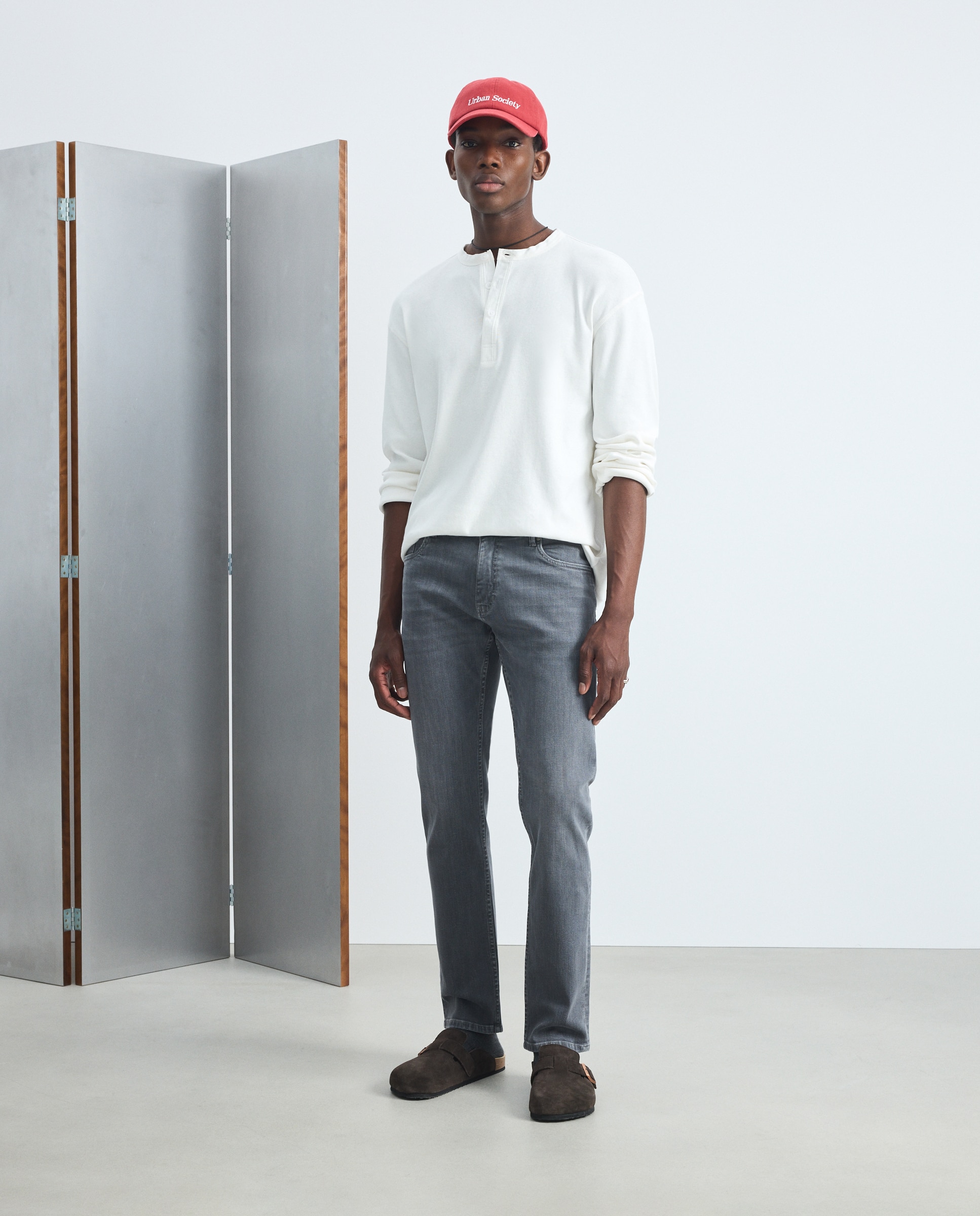 Pantalón vaquero slim de hombre. - Green Coast - Gris Gris-1