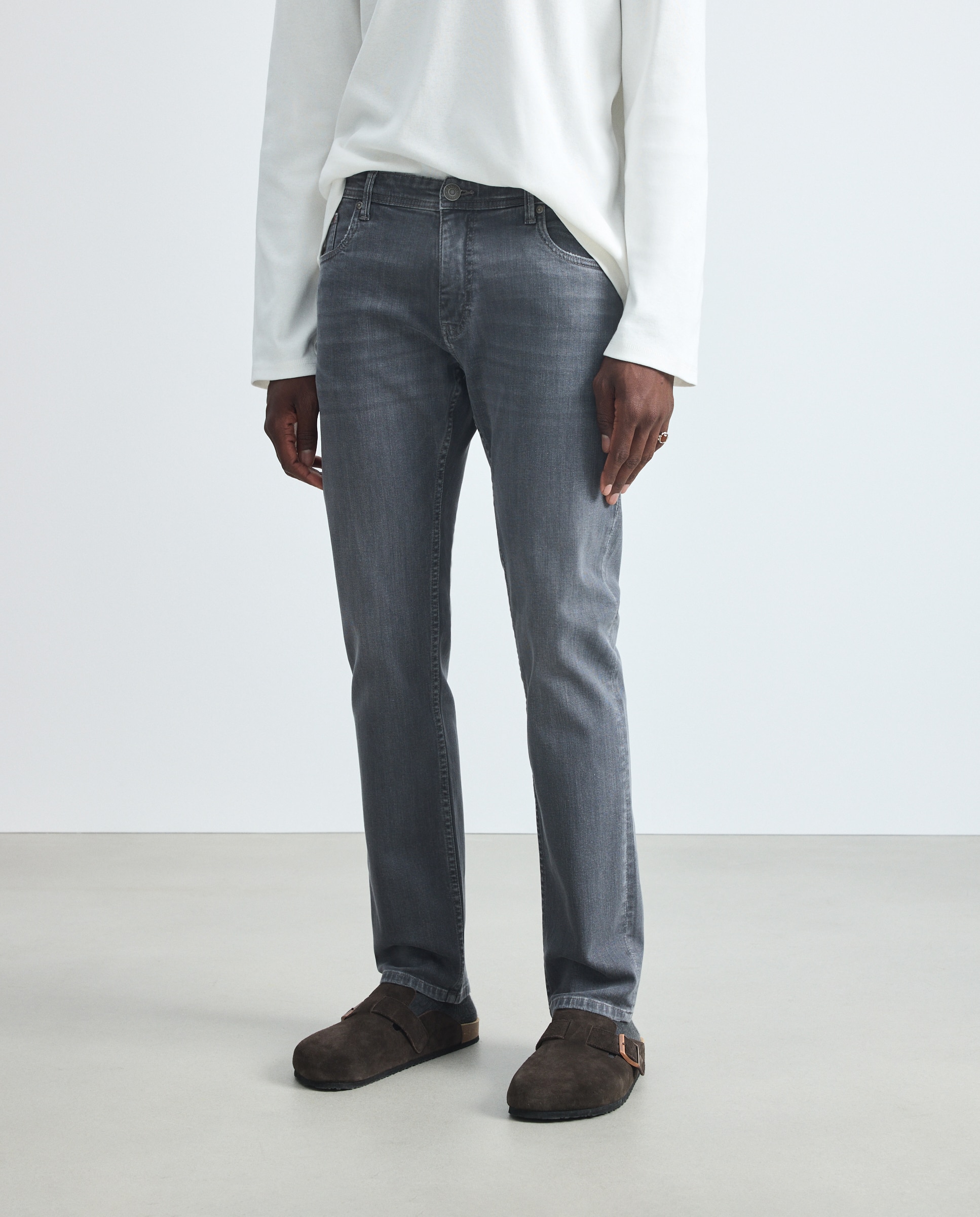 Pantalón vaquero slim de hombre. - Green Coast - Gris Gris-2