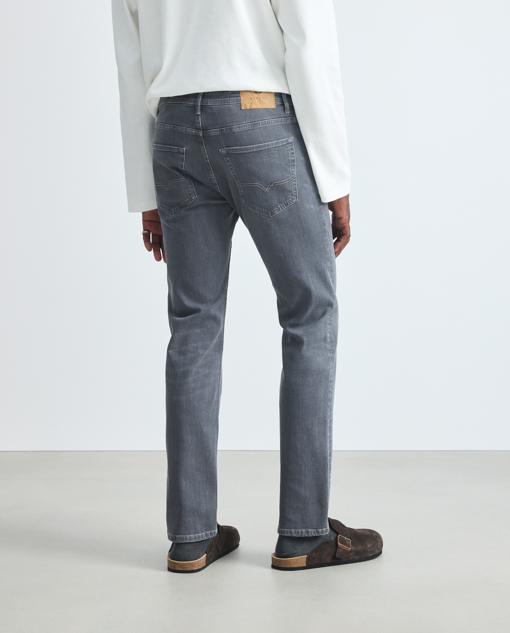 Pantalón vaquero slim de hombre. - Green Coast - Gris Gris-3