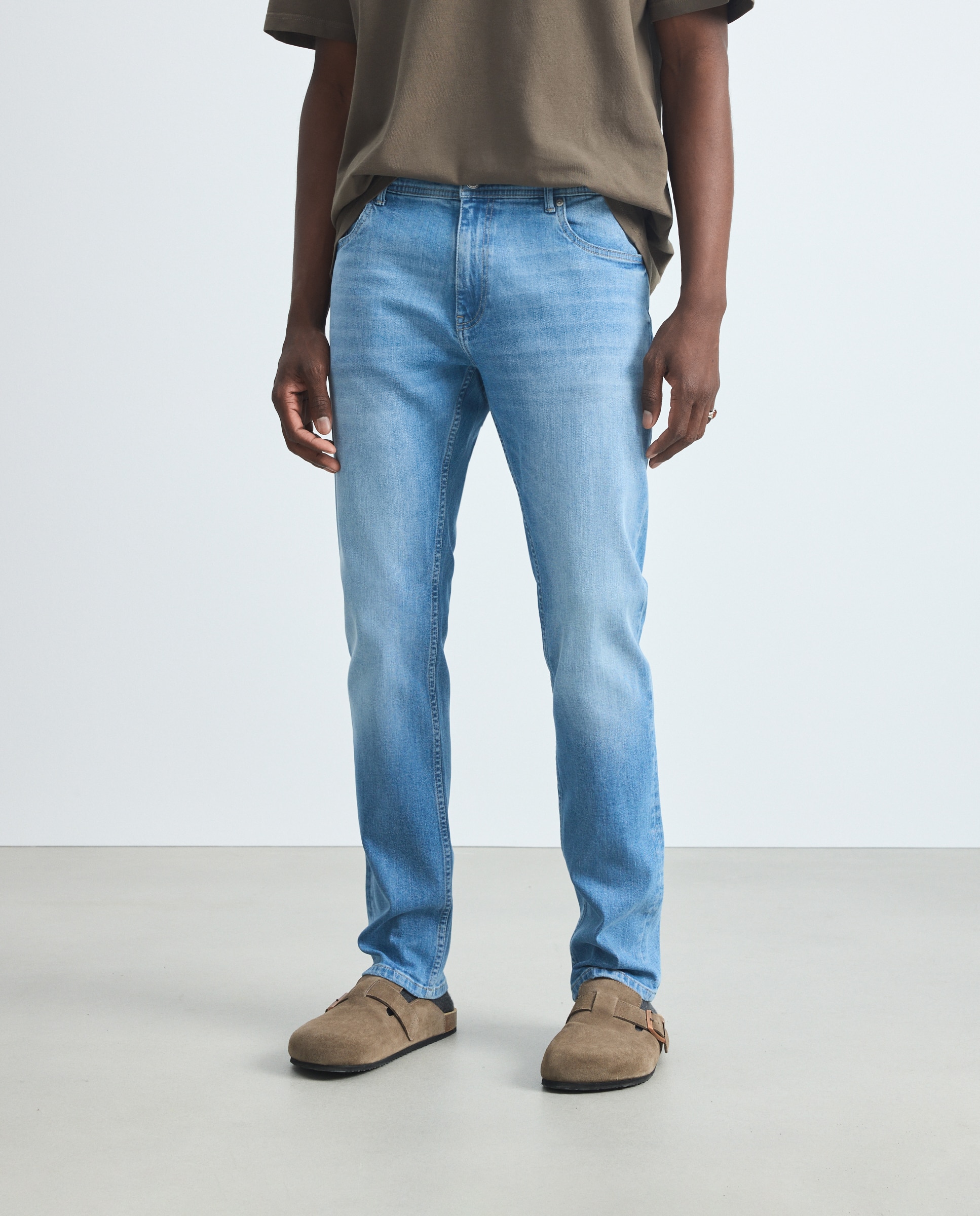 Pantalón vaquero slim de hombre. - Green Coast - Azul pálido Azul pálido-2