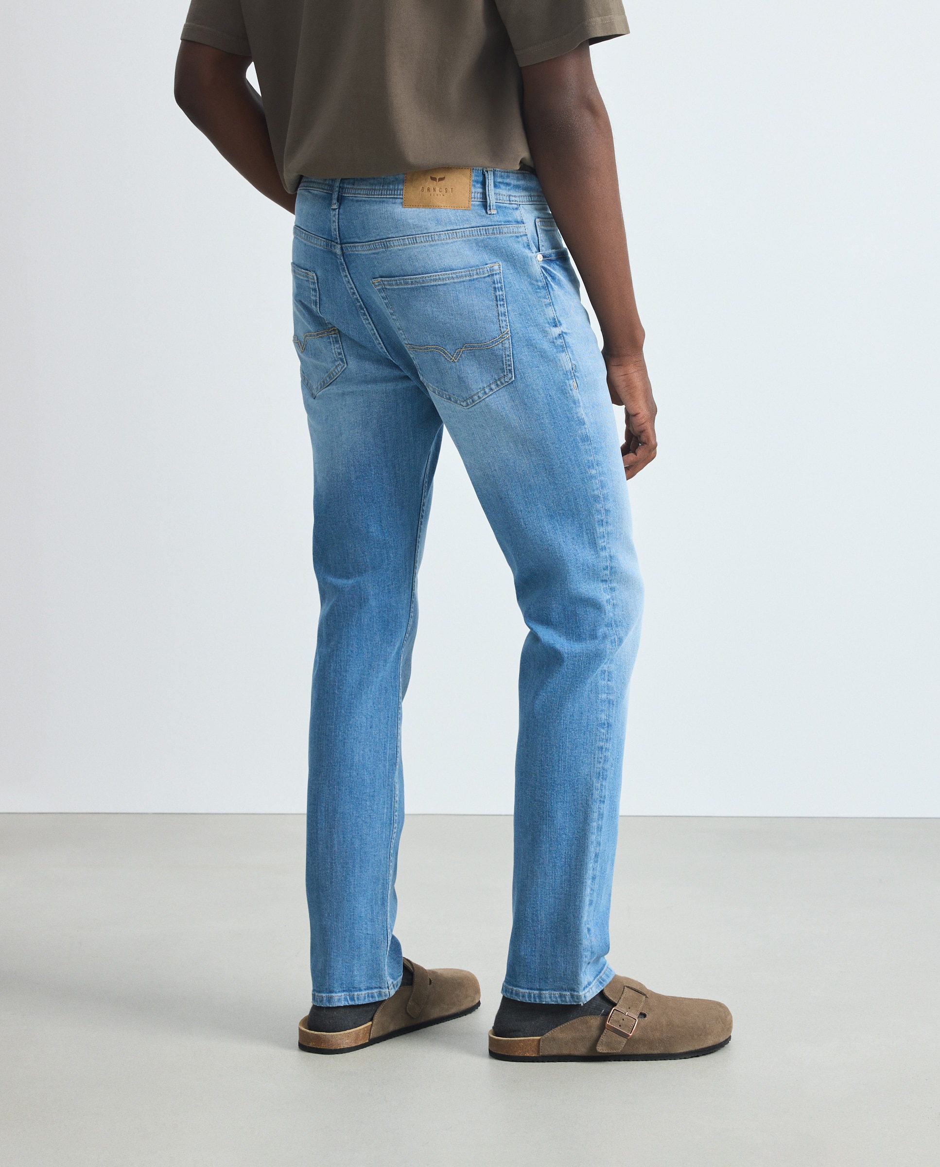 Pantalón vaquero slim de hombre. - Green Coast - Azul pálido Azul pálido-3