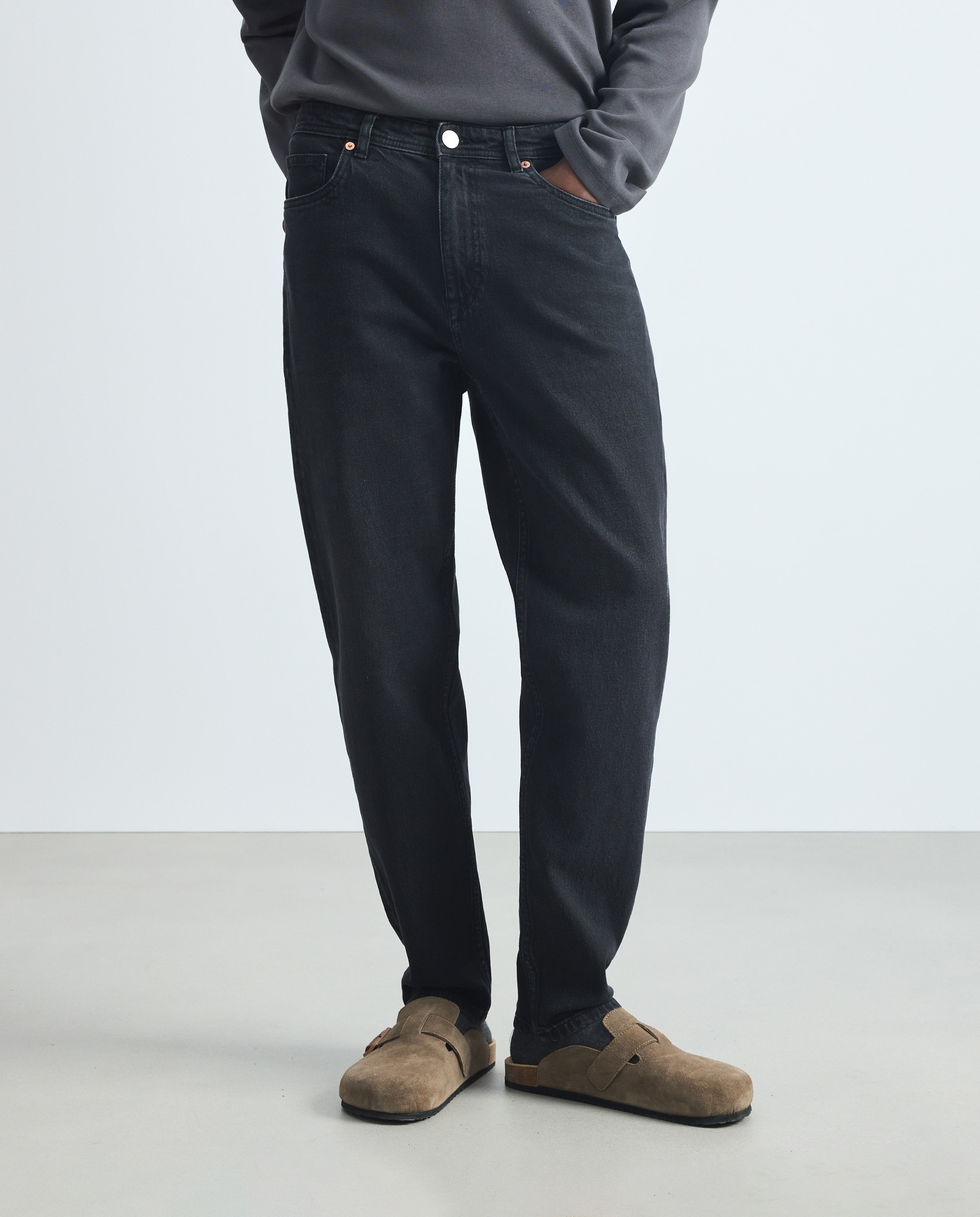 Pantalón vaquero de hombre con fit tapered. - Green Coast - Negro intenso Negro intenso-2