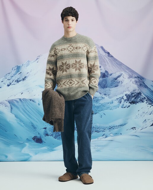 Imagen 0 de Jersey de hombre cuello caja jacquard motivo navideños