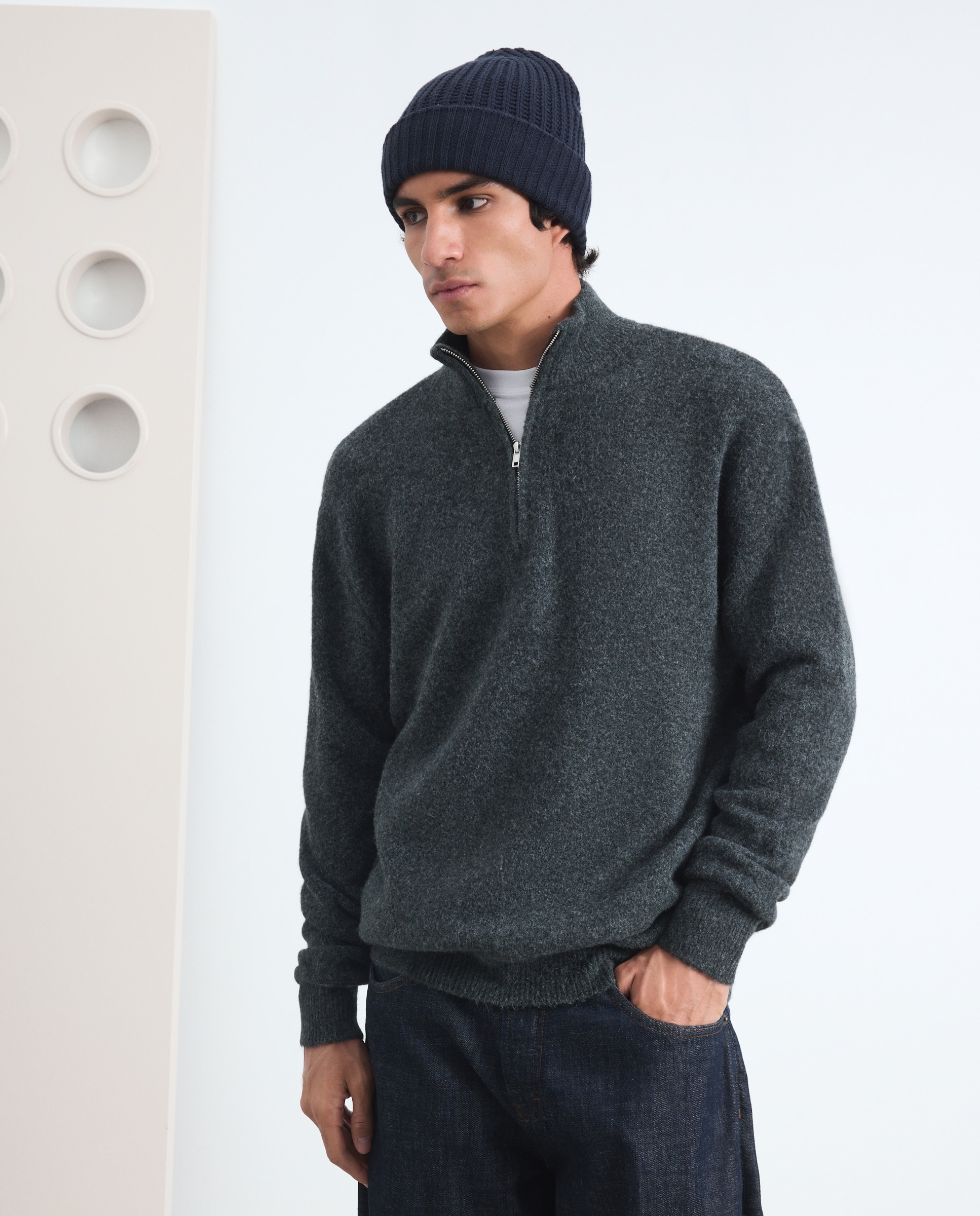 Imagen 2 de Jersey media cremallera calidad con mezcla lana y acabado soft - Green Coast - 820 Gris medio 820 Gris medio
